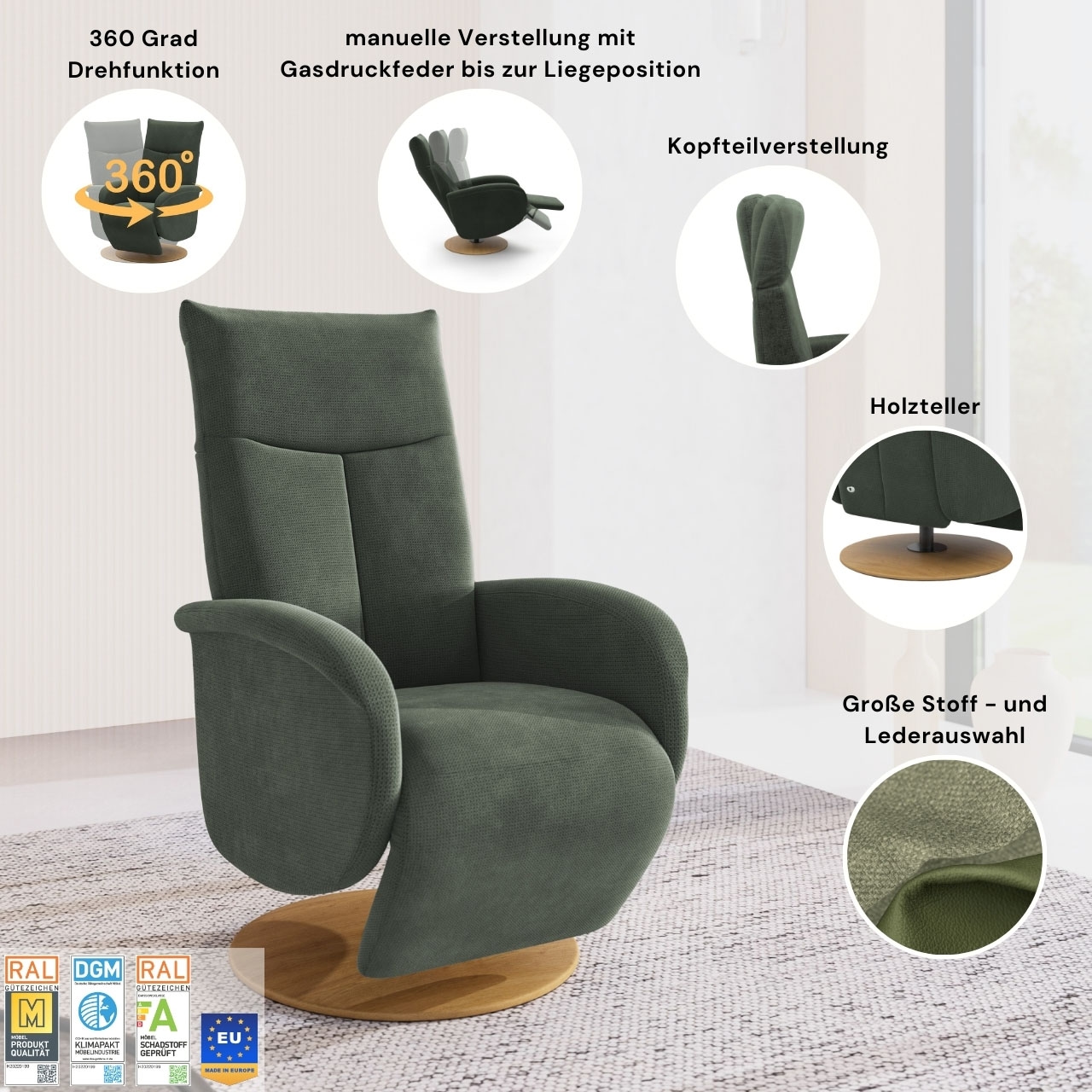 Home affaire Fauteuil TV »Glendale« wahlweise mit Aufstehhilfe, 2 Motoren und Akku