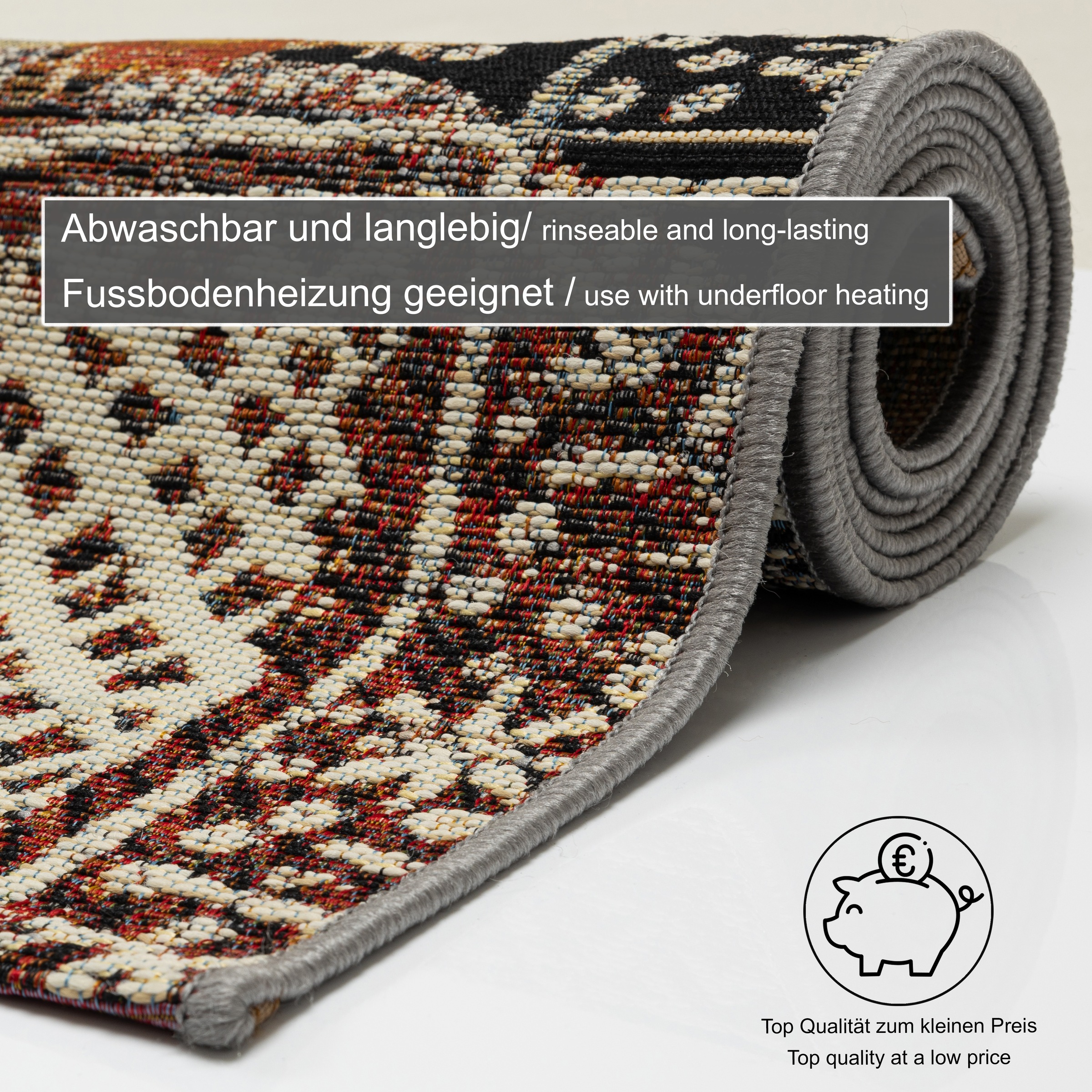 Gino Falcone Teppich »Outdoor-Africa 36« rechteckig 5 mm Höhe Flachgewebe, In- und Outdoor geeignet, Wohnzimmer