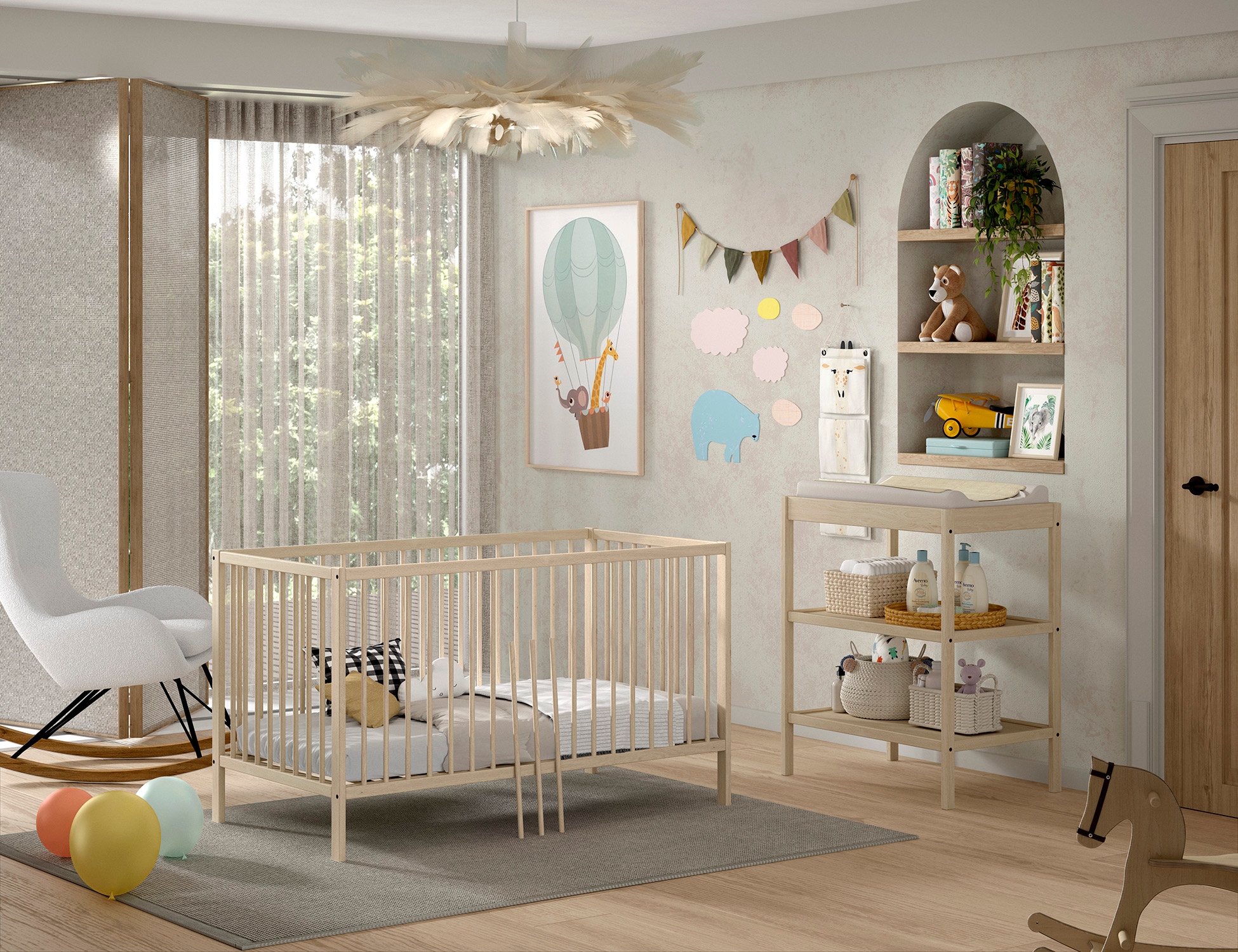 Vipack Ensemble de meubles pour bébé »Dino ist das ideale Start Set für Ihr Kind aus massiver Buche« 2 cuis tlg. Lit bébé/enfant et table à langer inclus, disponible au choix en 3 couleurs