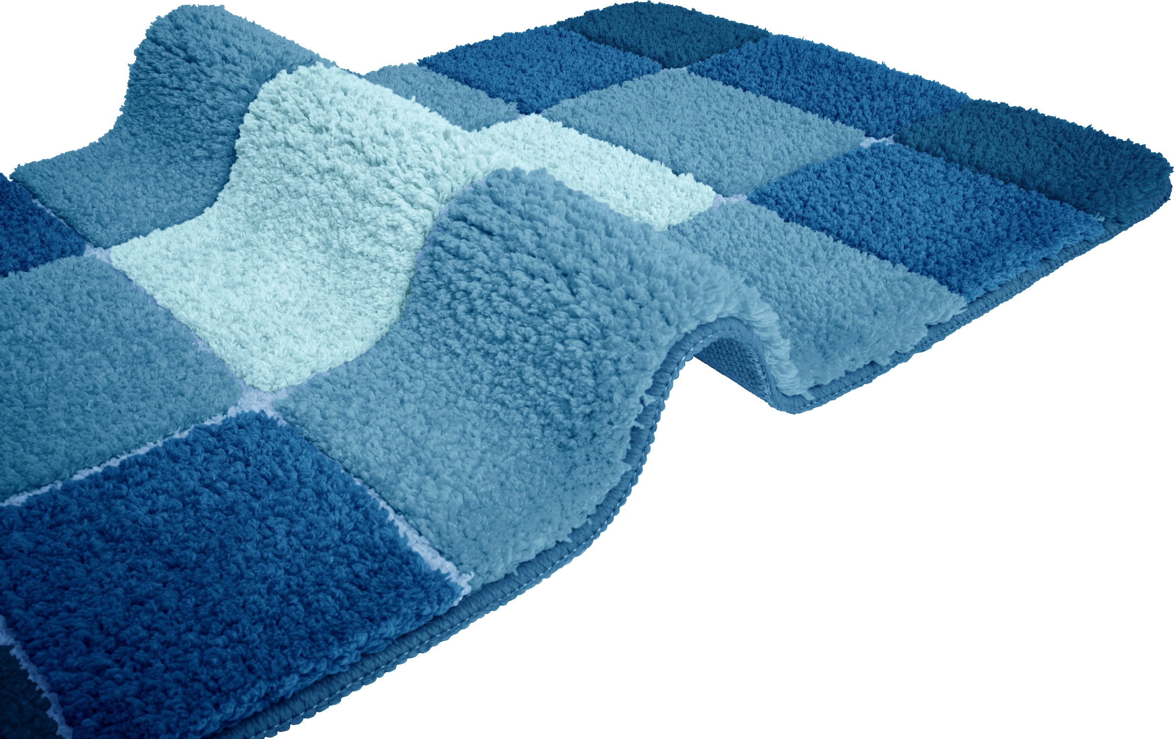 my home Badematte »Pia, Badvorleger, Badezimmer Teppich« Höhe 20 mm rutschhemmend beschichtet fussbodenheizungsgeeignet | schnell trocknend | strapazierfähig Badteppich, karierte Badematten, rechteckig, rund & als 3-tlg. Set