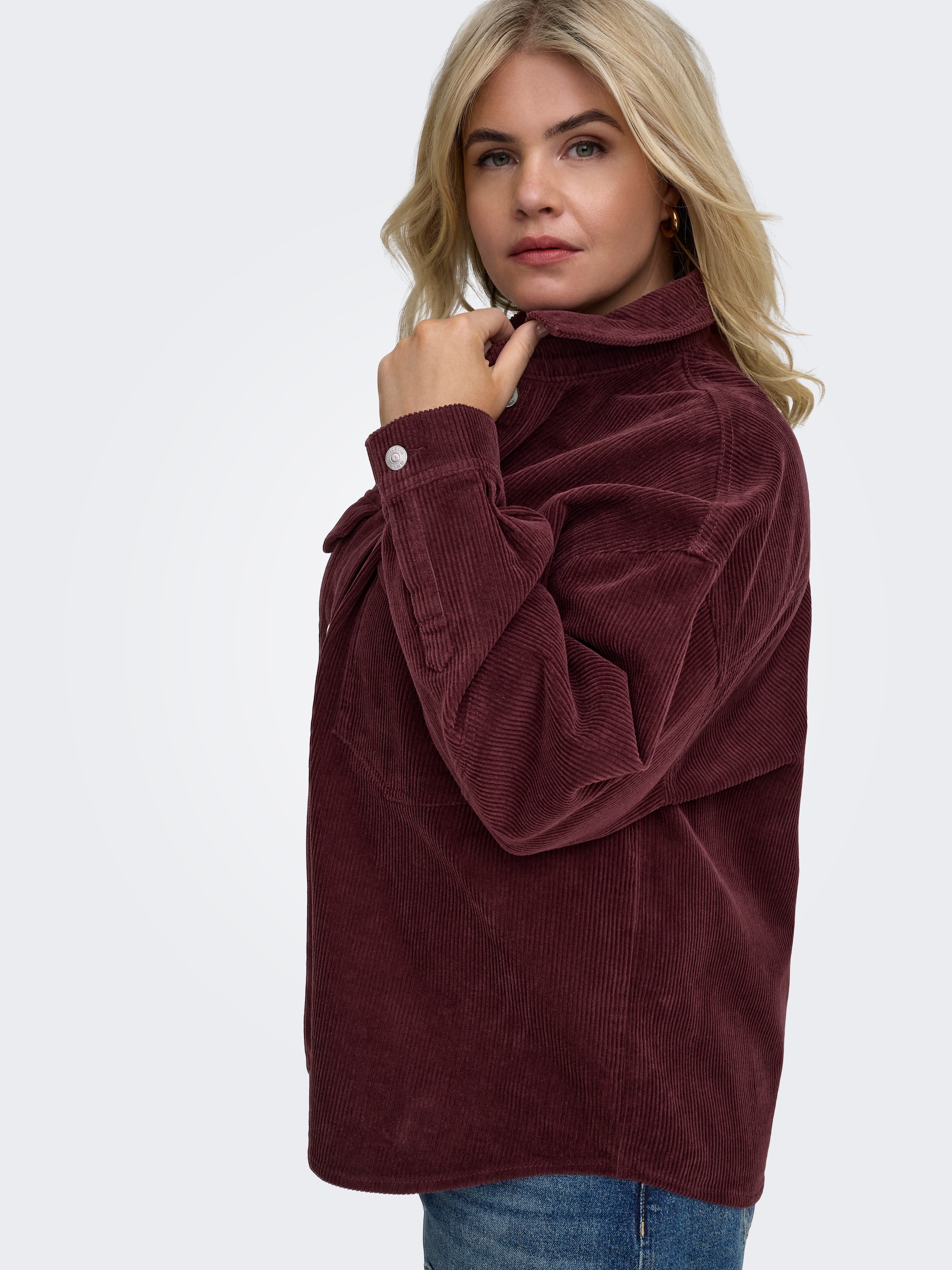 ONLY CARMAKOMA Blouse à manches longues »CARTIGGY L/S CORD SHACKET PNT NOOS« Coton, velours côtelé