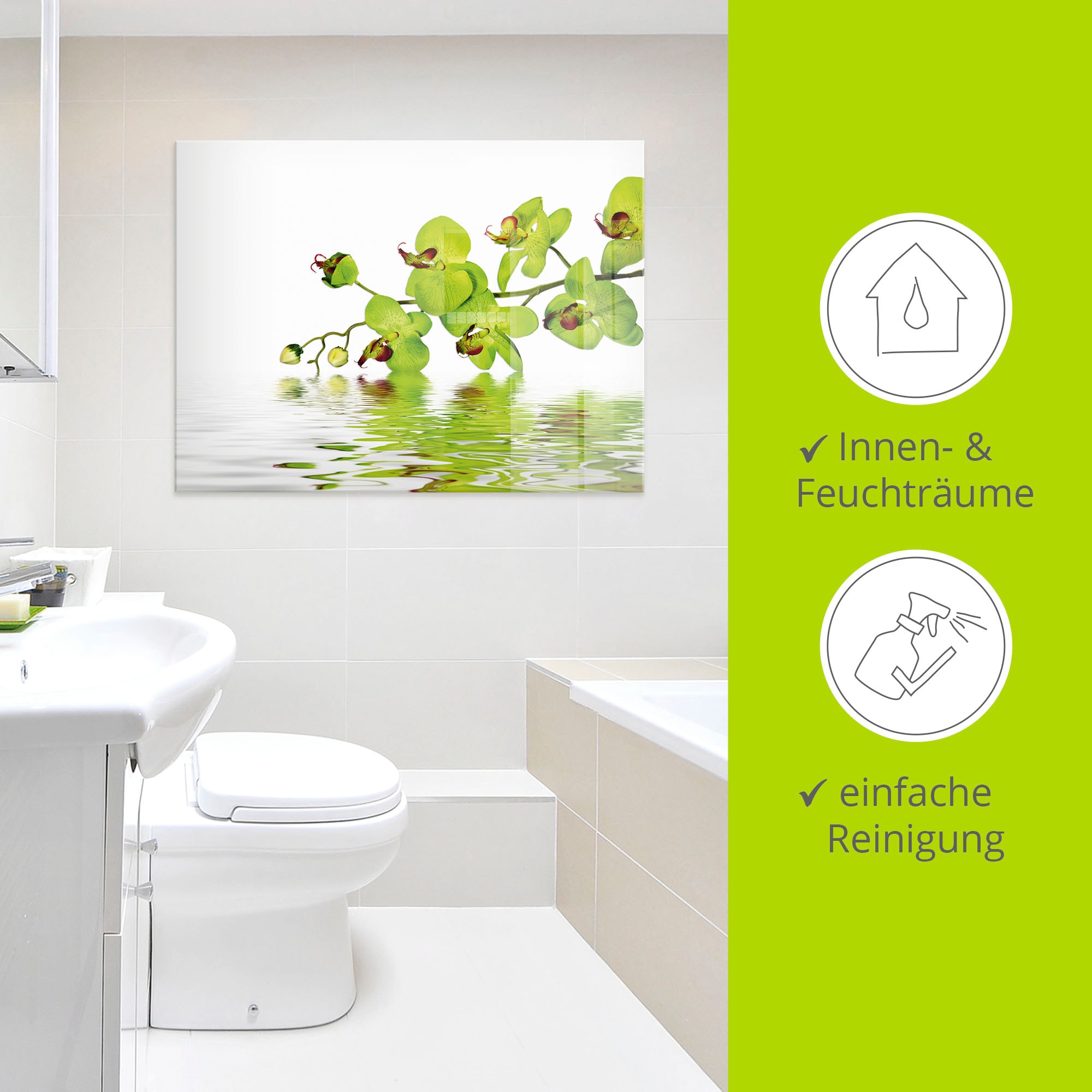 Artland Glasbild »Schöne Orchidee mit grünem Hintergrund« Blumen 1 Stk. tlg. in verschiedenen Grössen