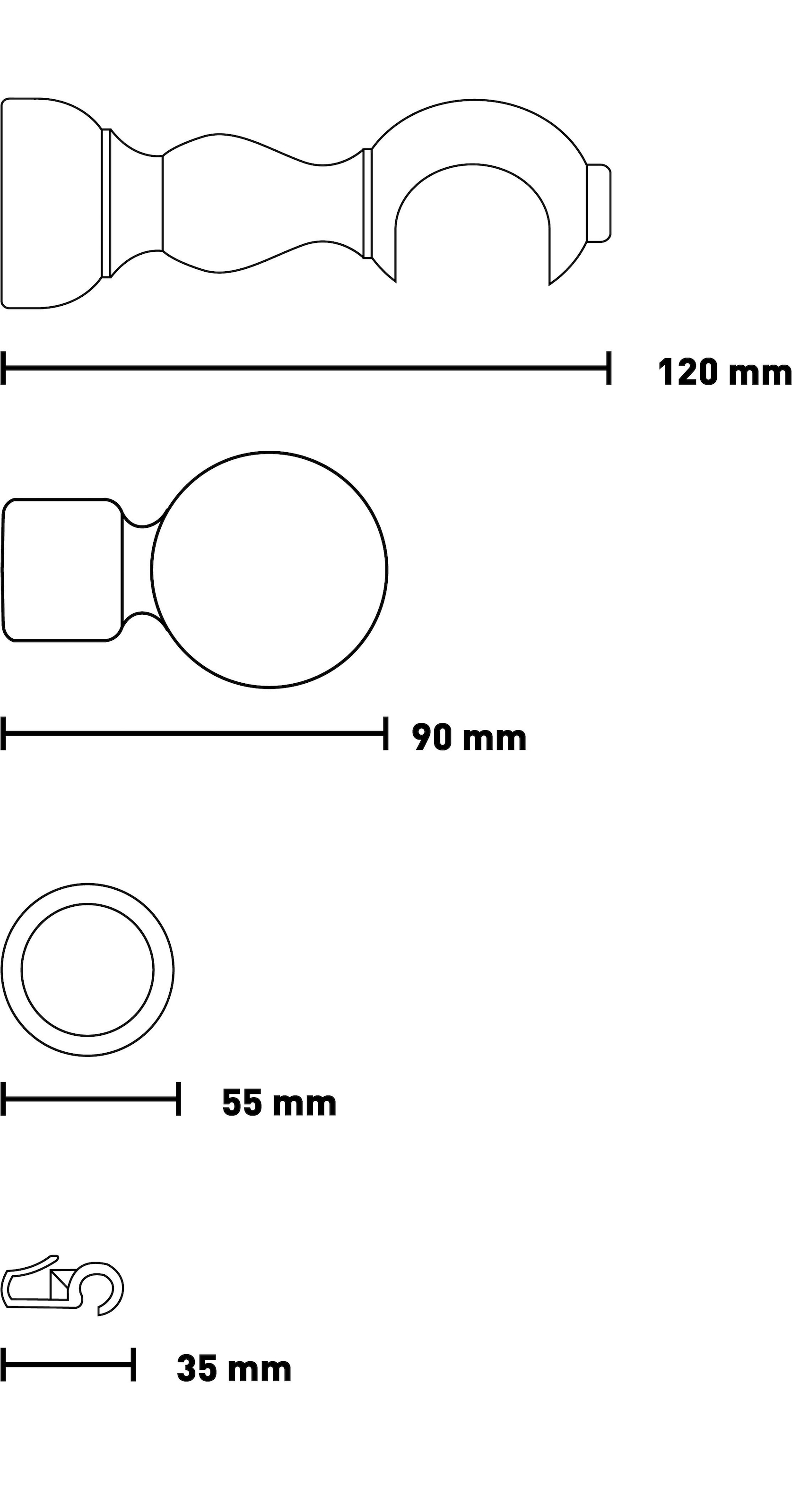 SN DECO GROUP Gardinenstange »Giro« 1 läufig-läufig Fixmass 28 mm, Holz, verschiedenen Längen und Farbe, Komplettset