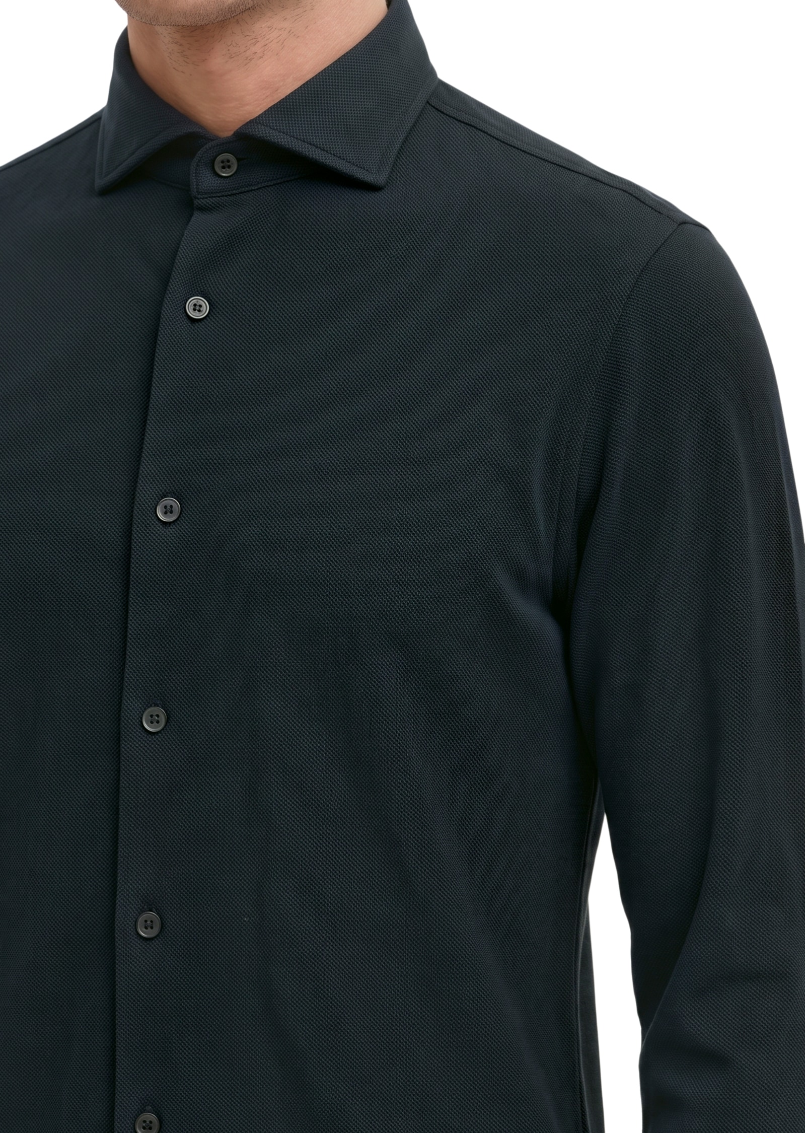 Marc O'Polo Chemise à manches longues coupe ajustée, avec fine structure piqué