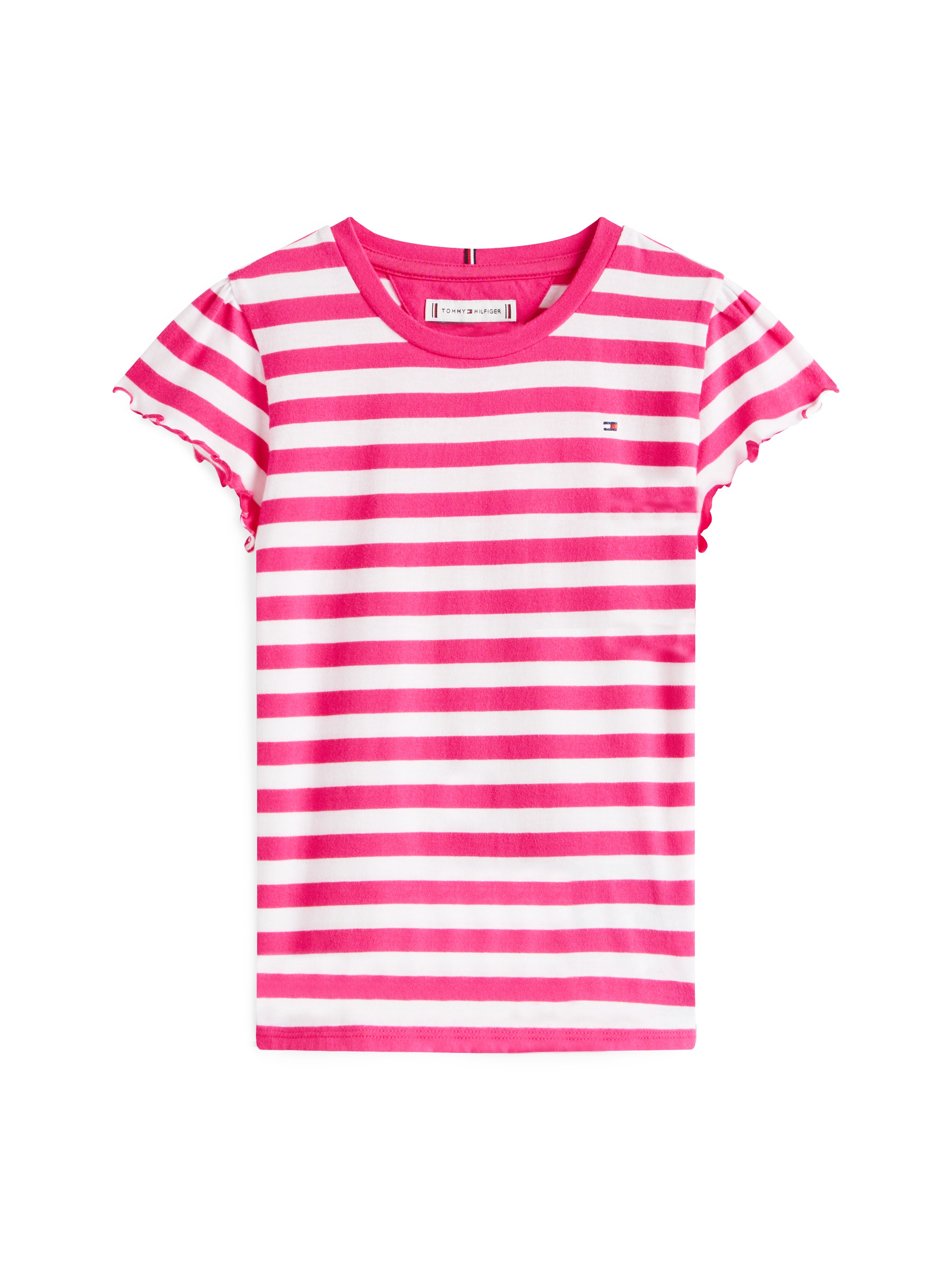 Tommy Hilfiger T-Shirt »ESSENTIAL STRIPE RUFFLE TOP SS« für Kinder bis 16 Jahre, mit gewellter Kante
