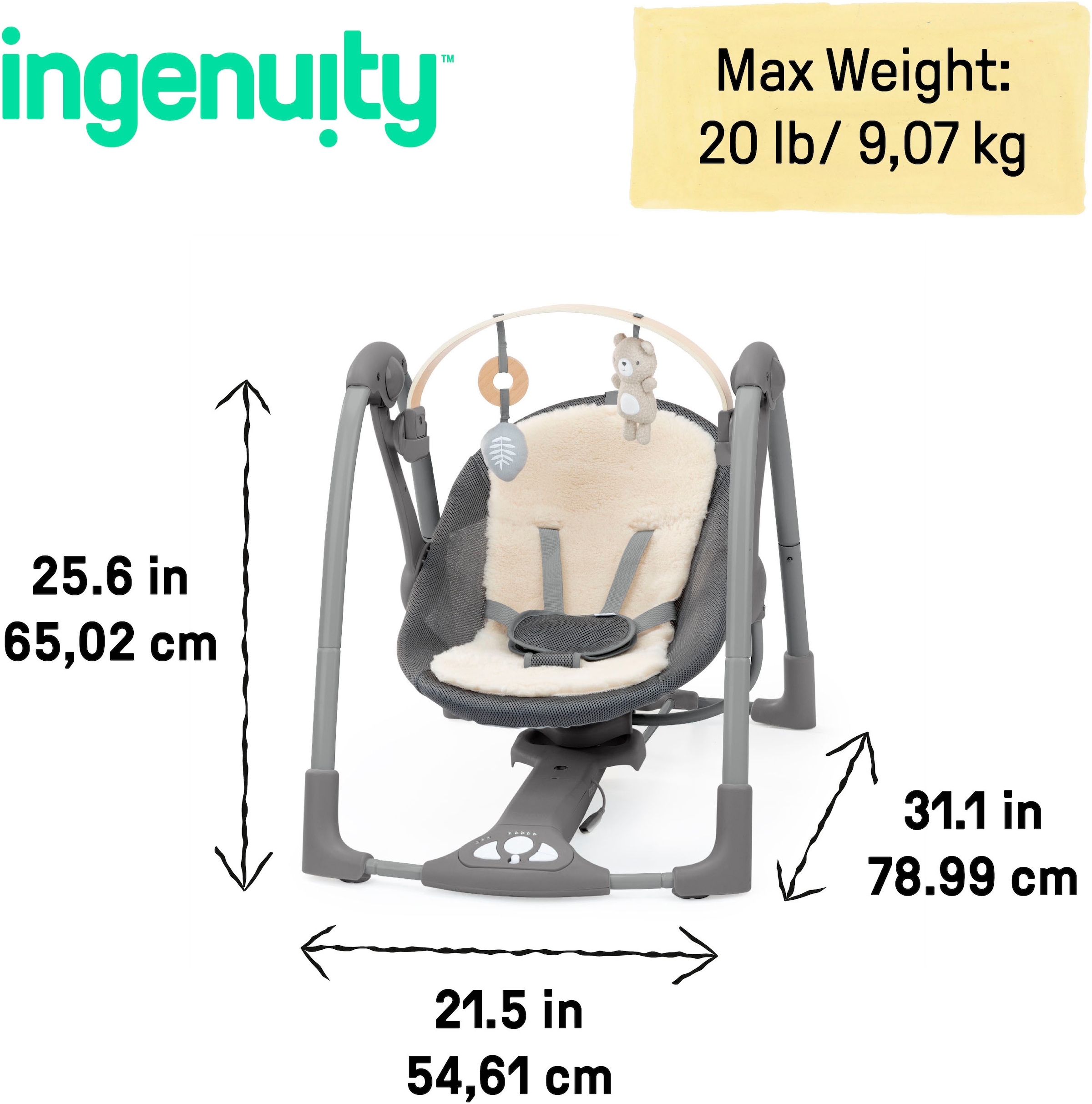 ingenuity Babywippe »Every Season™ Swing 'n Go Portable Swing™ - Wesley™« bis 9 kg mit Musik und Geräuschen
