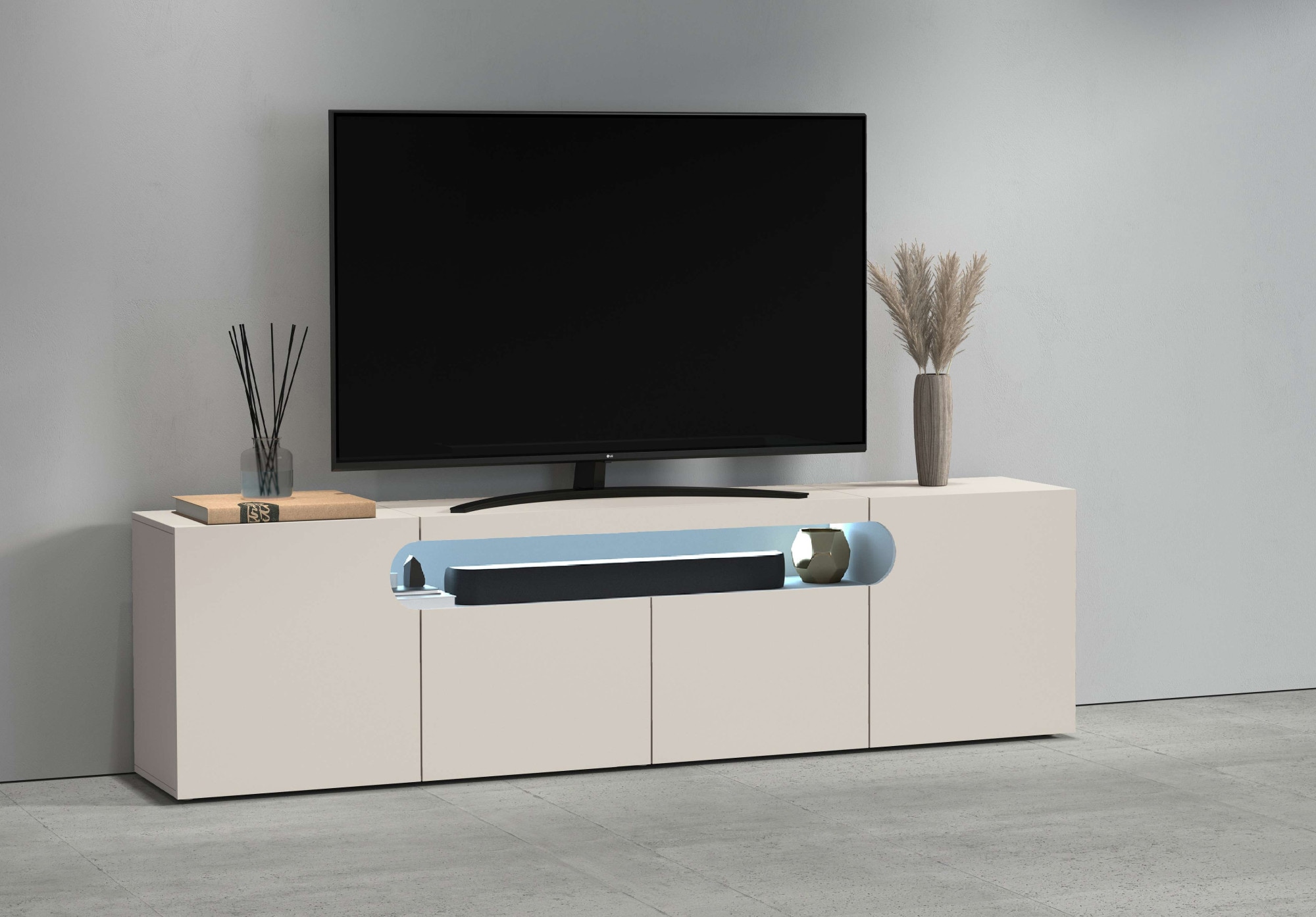 GOODproduct Lowboard »REAL,Lowboard,TV-Kommode,TV-Möbel,TV-Bank« 1 Stk. tlg. Mit 4 Türen, davon 2 abgerundet, die ein ovales offenes Fach bilden