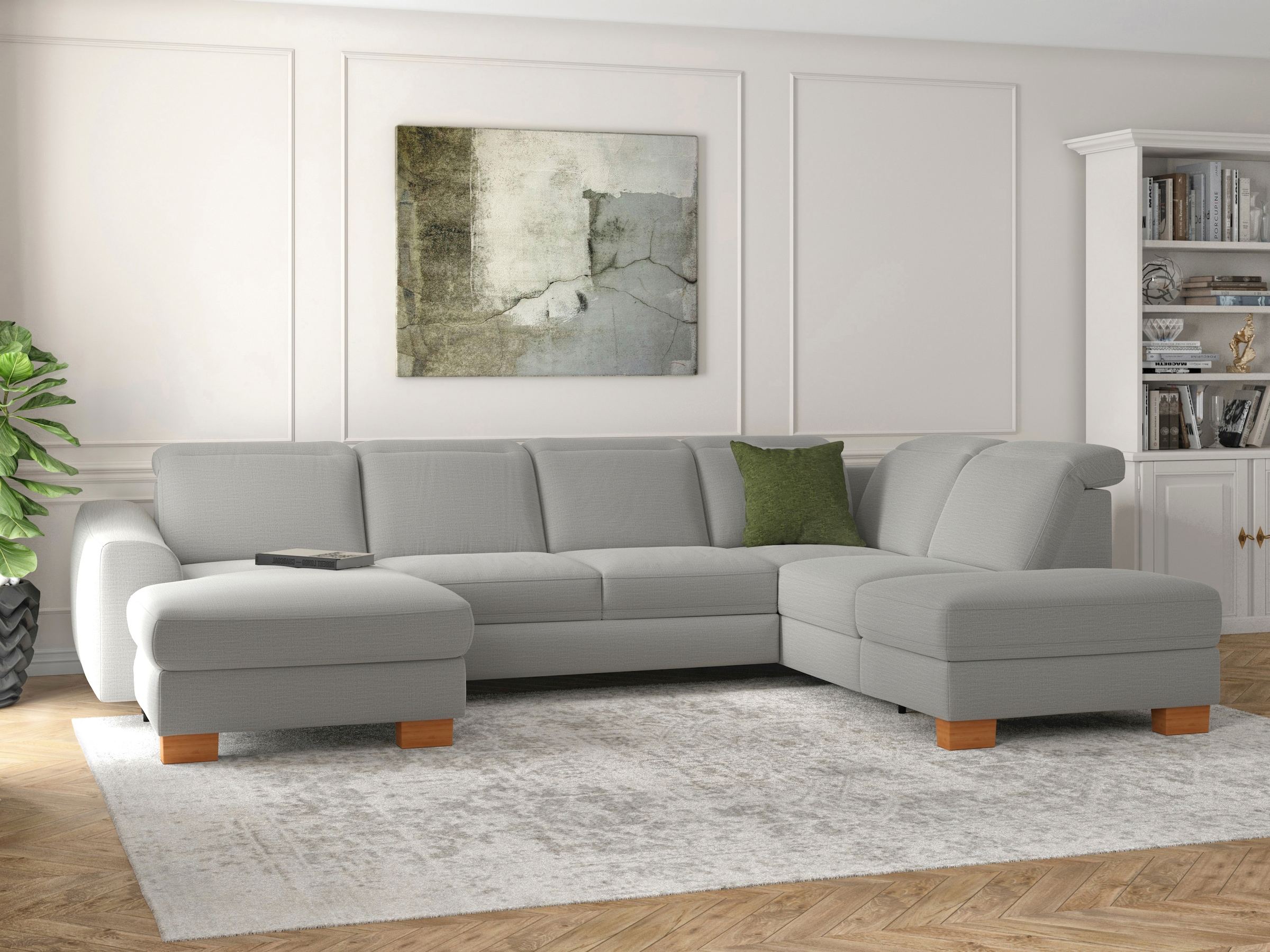 sit&more Wohnlandschaft »Dundee U-Form« mit Federkern und Massivholzfüssen, wahlweise mit Kopfteilverstellung