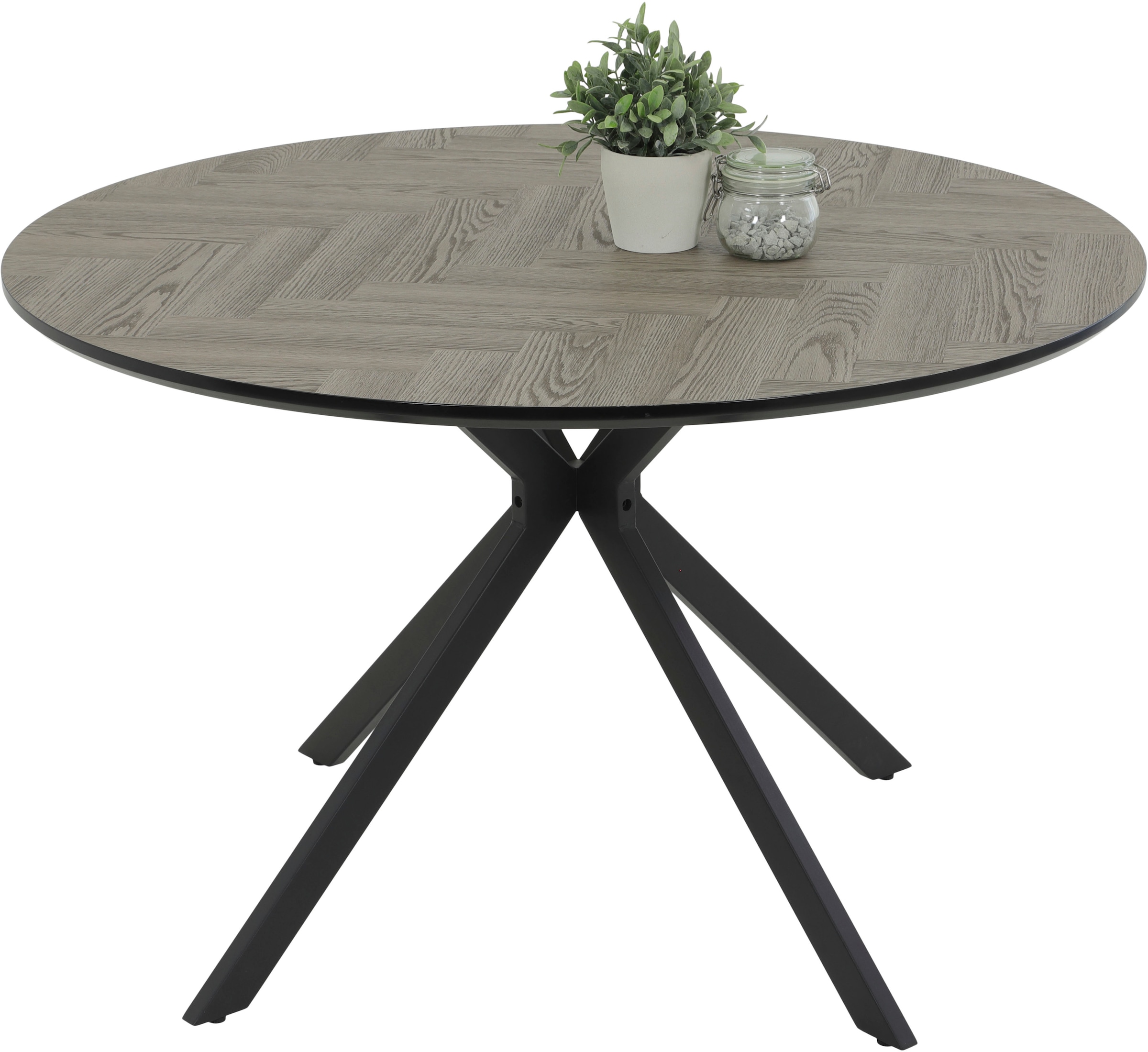 HELA Table de salle à manger »PETRA« 1 cuis tlg. rund, Schweizer Kante, MDF, Fischgrät Nachbildung