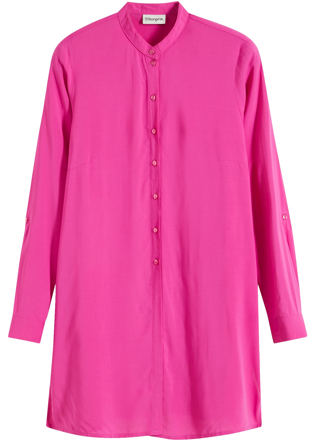 bonprix Longbluse gerade Passform, mit langem Arm, aus Viskose, mit Stehkragen