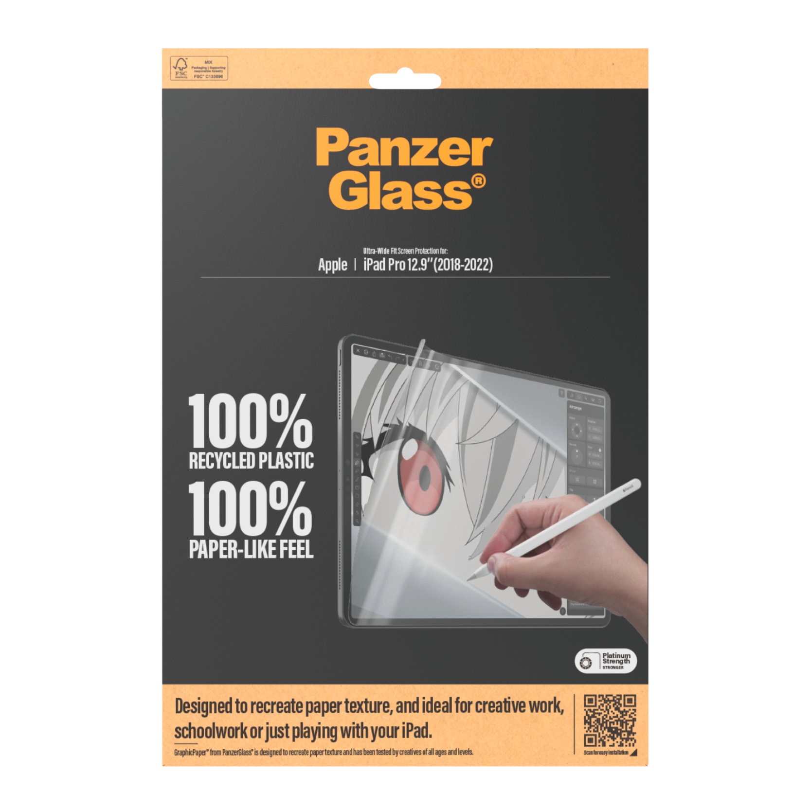 CARE by PanzerGlass Displayschutzfolie »Ultra-Wide Fit Screen Protection« für Apple iPad Pro 12.9 Graphic Paper, Schutzfolie, Bildschirmschutz, kratz- & stossfest
