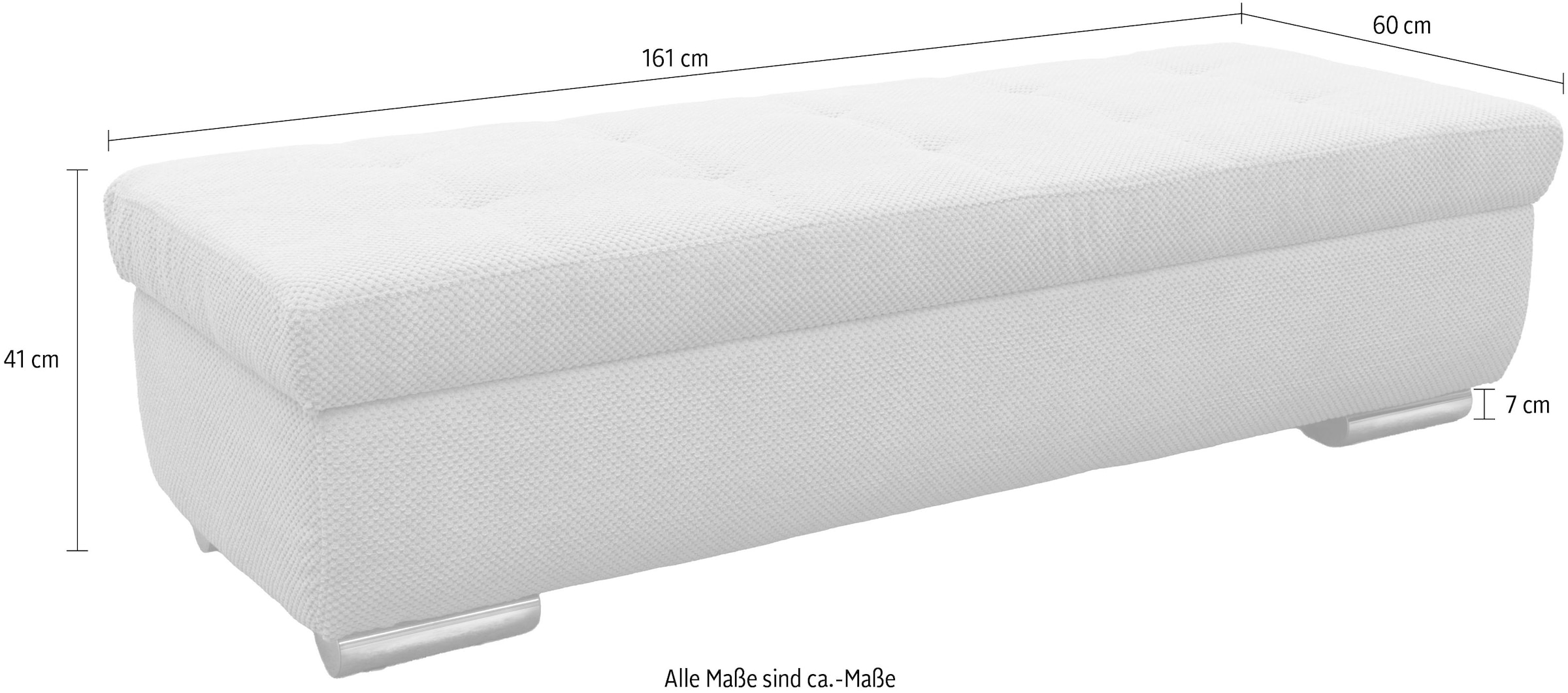 GOODproduct Hocker »Torrnby, 161 cm breit, extra gross mit grossem Staufach« aus Luxus-Microfaser oder haustierfreundlichem Pet Friendly Bezug
