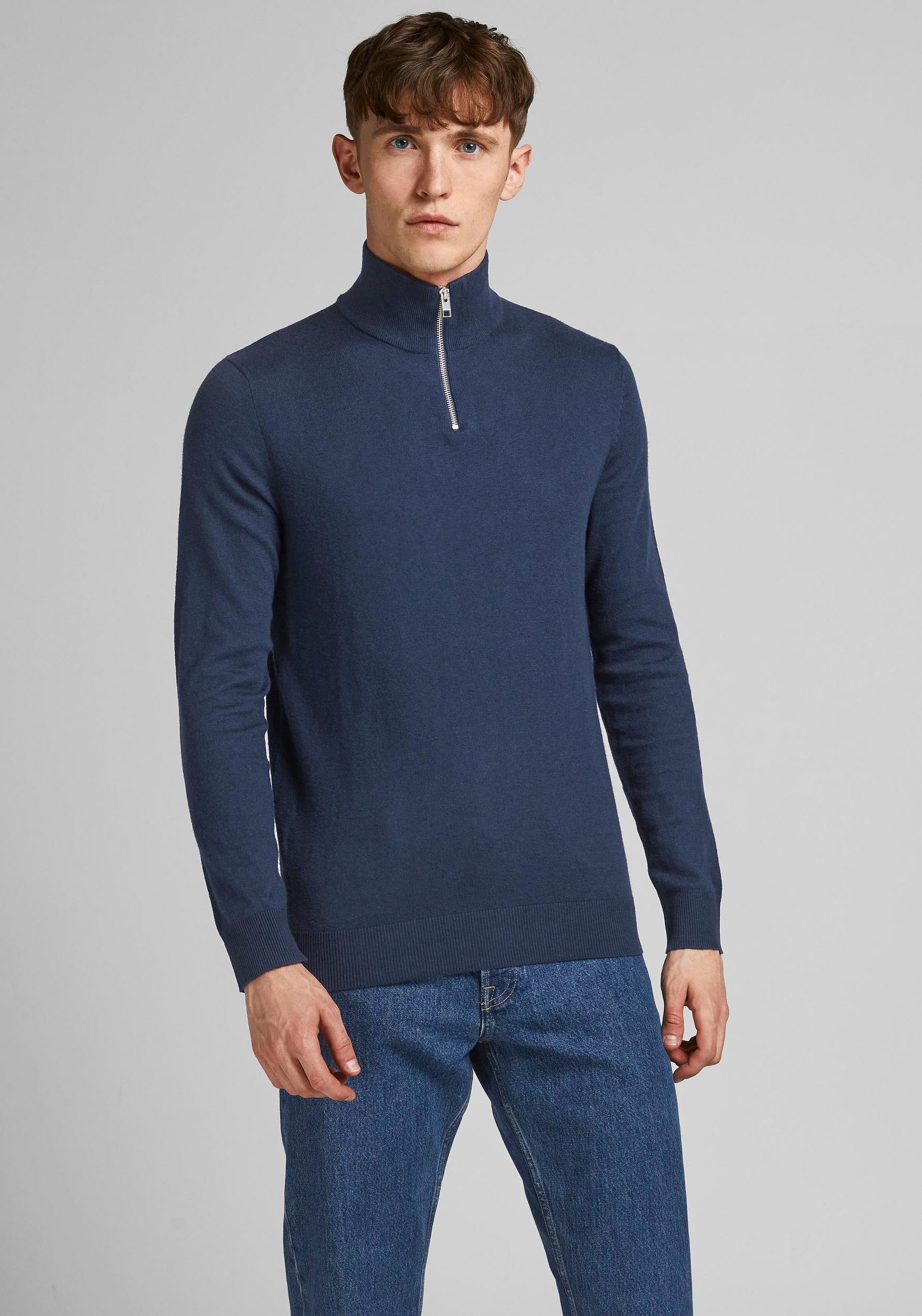 Jack &amp; Jones Strickpullover »EMIL KNIT HALF ZIP« mit kurzem Reissverschluss im Troyer-Look