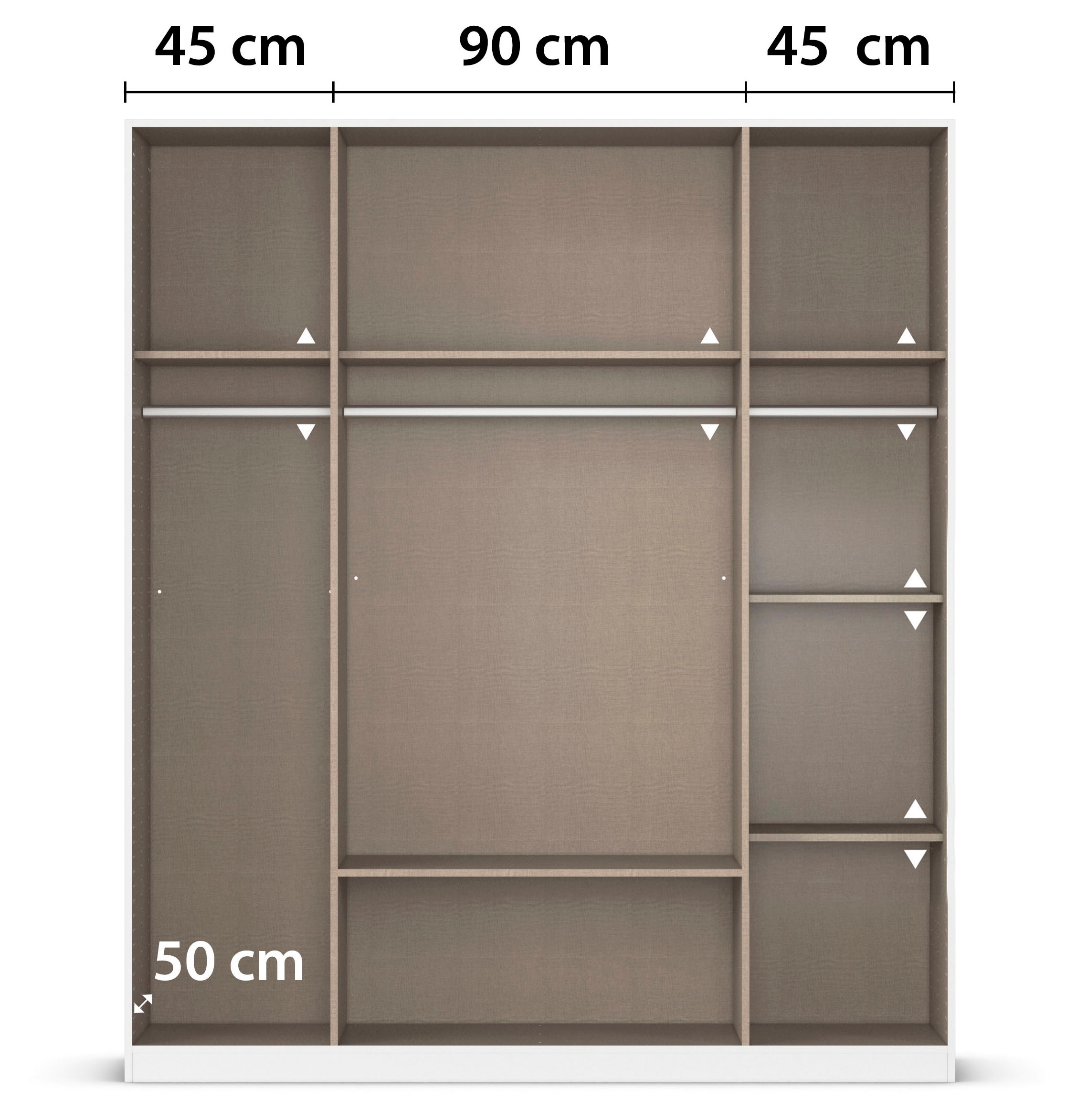rauch Armoires à vêtements »Kleiderschrank Schrank Garderobe Wäscheschrank Ankleide KREFELD« Breiten: 136/181 cm, Höhe: 199 cm,  farblich abgesetzte Spiegelumrandung, Griffstangen MADE IN GERMANY