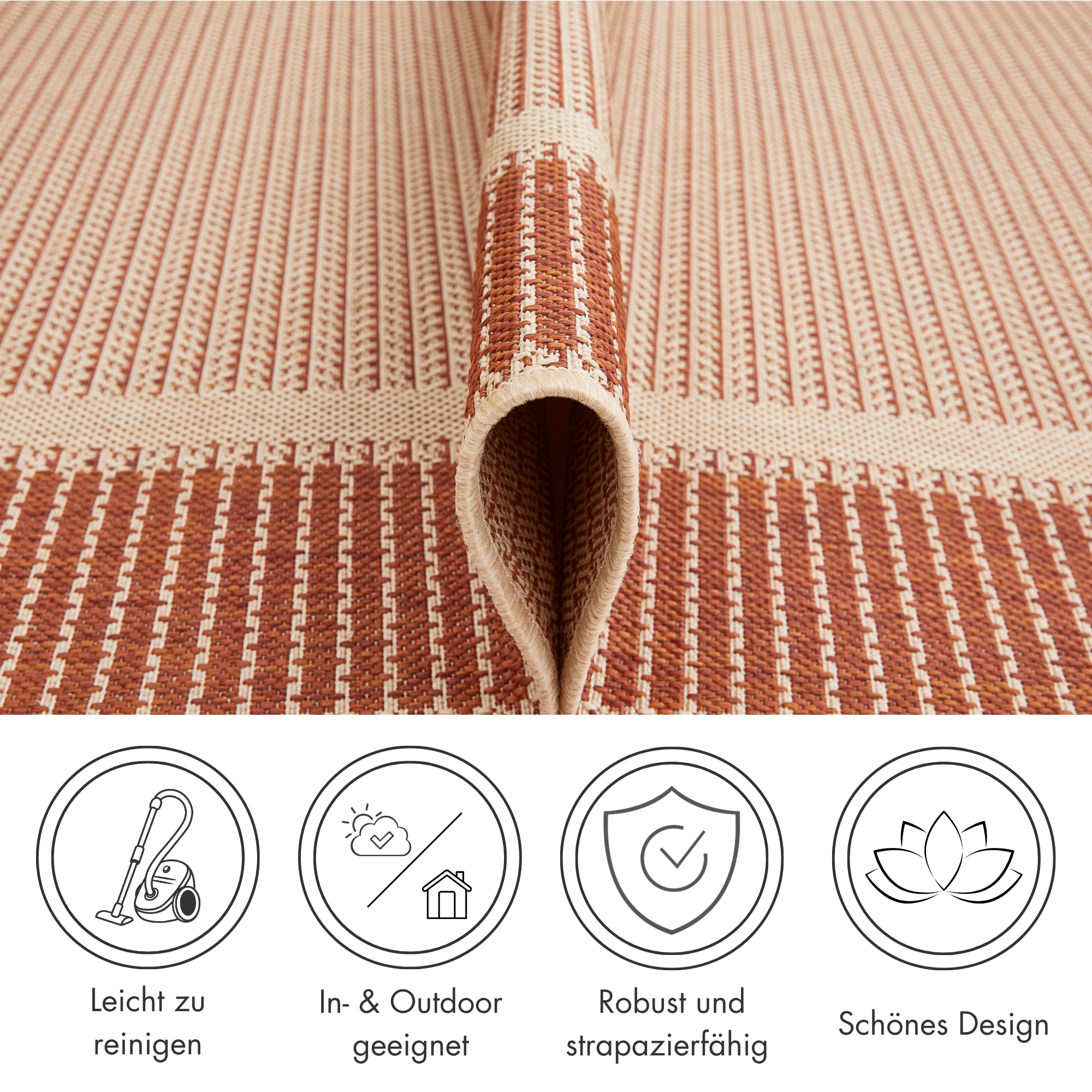 Andiamo Tapis »ARIZONA 2« Rectangulaire 5 mm Höhe Flachgewebe, mit Bordüre, In- und Outdoor geeignet, wetterfest