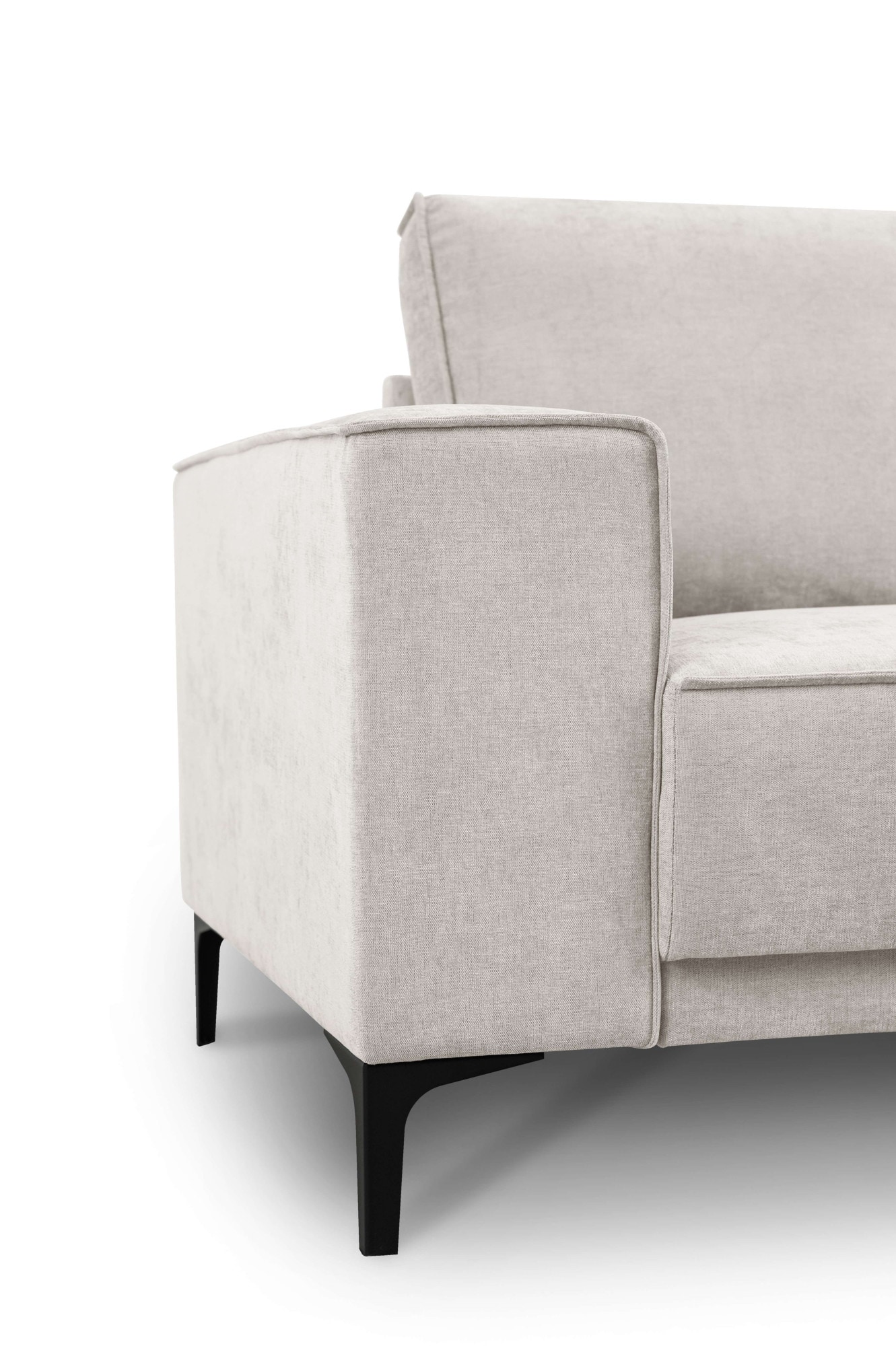 PLACES OF STYLE Ecksofa »Polsterecke Oland, Struktur, Flachgewebe, Luxus-Microfaser, Boucle« L-Form, 289 cm, Wellenunterfederung, Skandi-Design, Metallfüsse