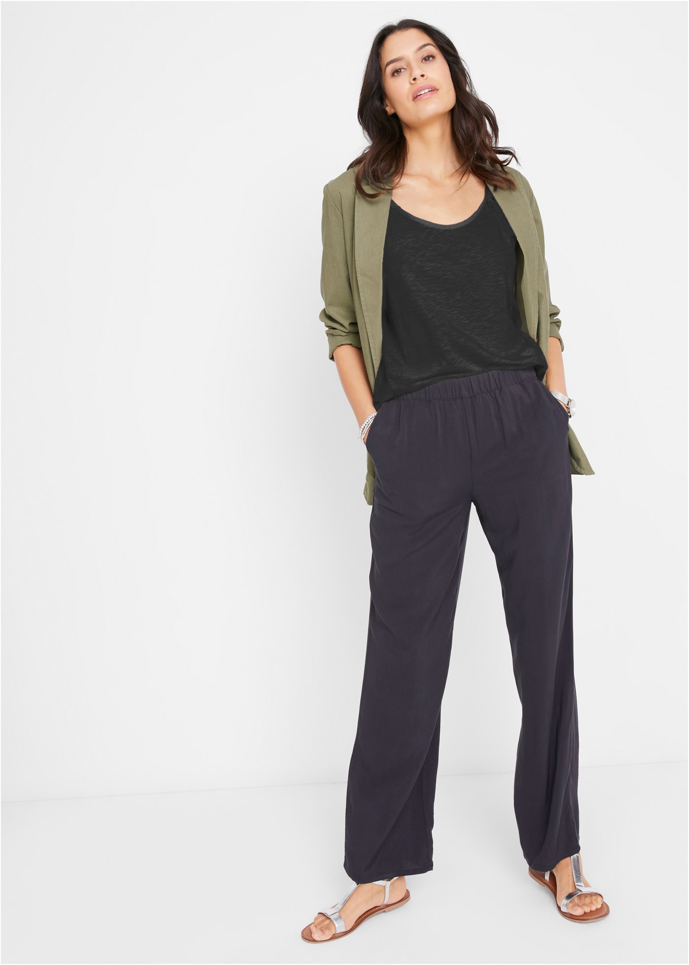 bonprix Shirttop mit Knotendetail an den Trägern und Rundhalsausschnitt