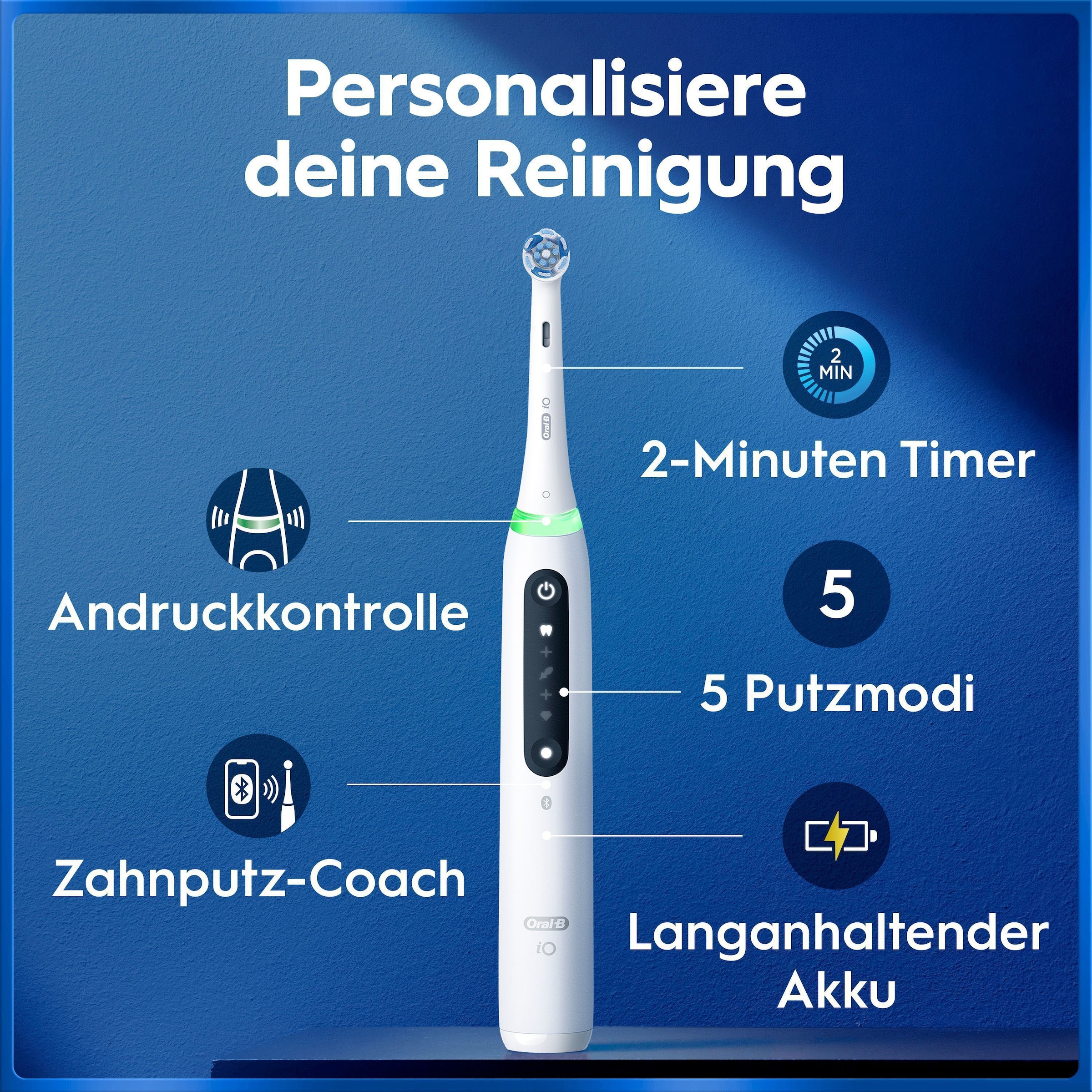 Oral-B Brosse à dents électrique »Oral-B iO Series 5« 1 cuis Aufsteckbürsten Batterie longue durée | Étui de voyage | Support pour brosse interchangeable