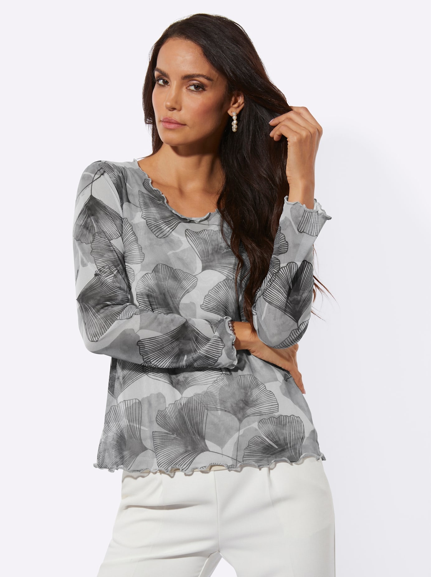 creation L T-shirt à manches longues »Mesh-Shirt« 1 pièces