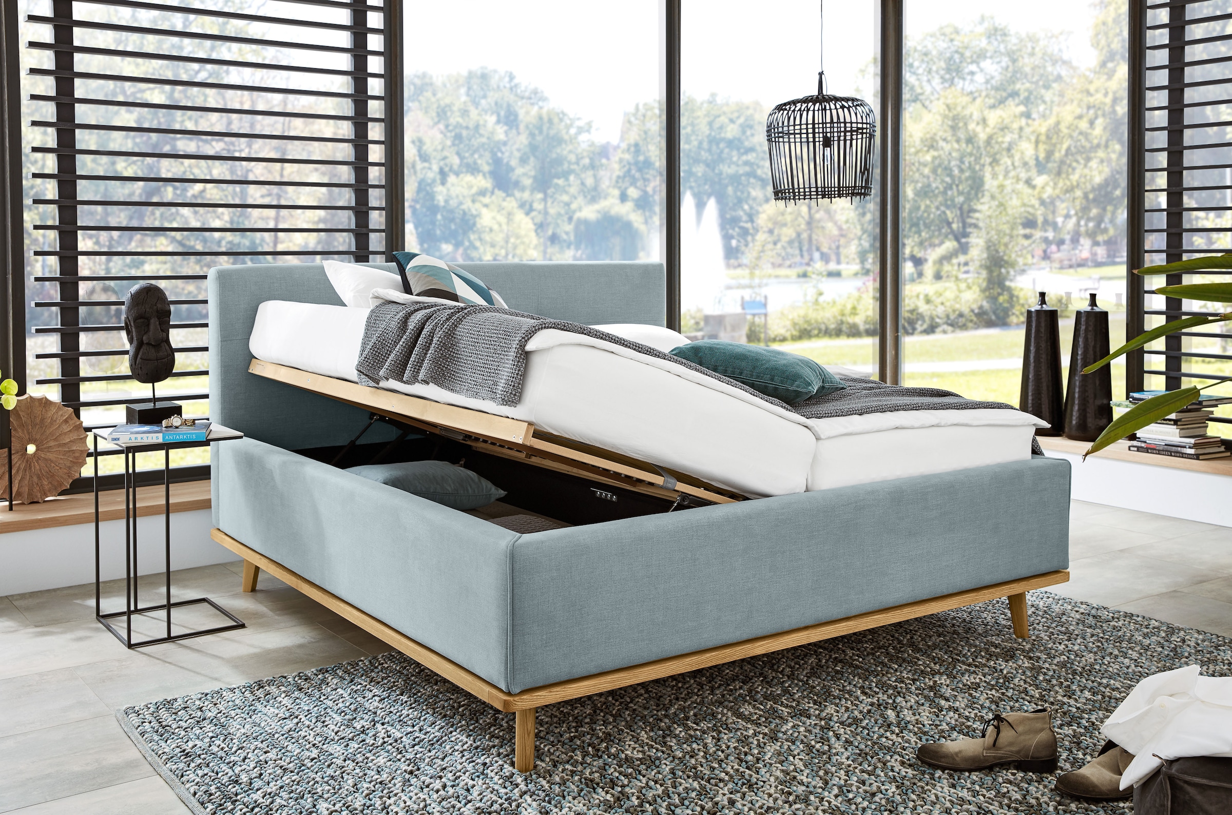 Musterring Lit rembourré »Delphi erhältlich in der Breite 160cm und 180cm« Eicherahmen massiv, Kopfteil mit Steppung