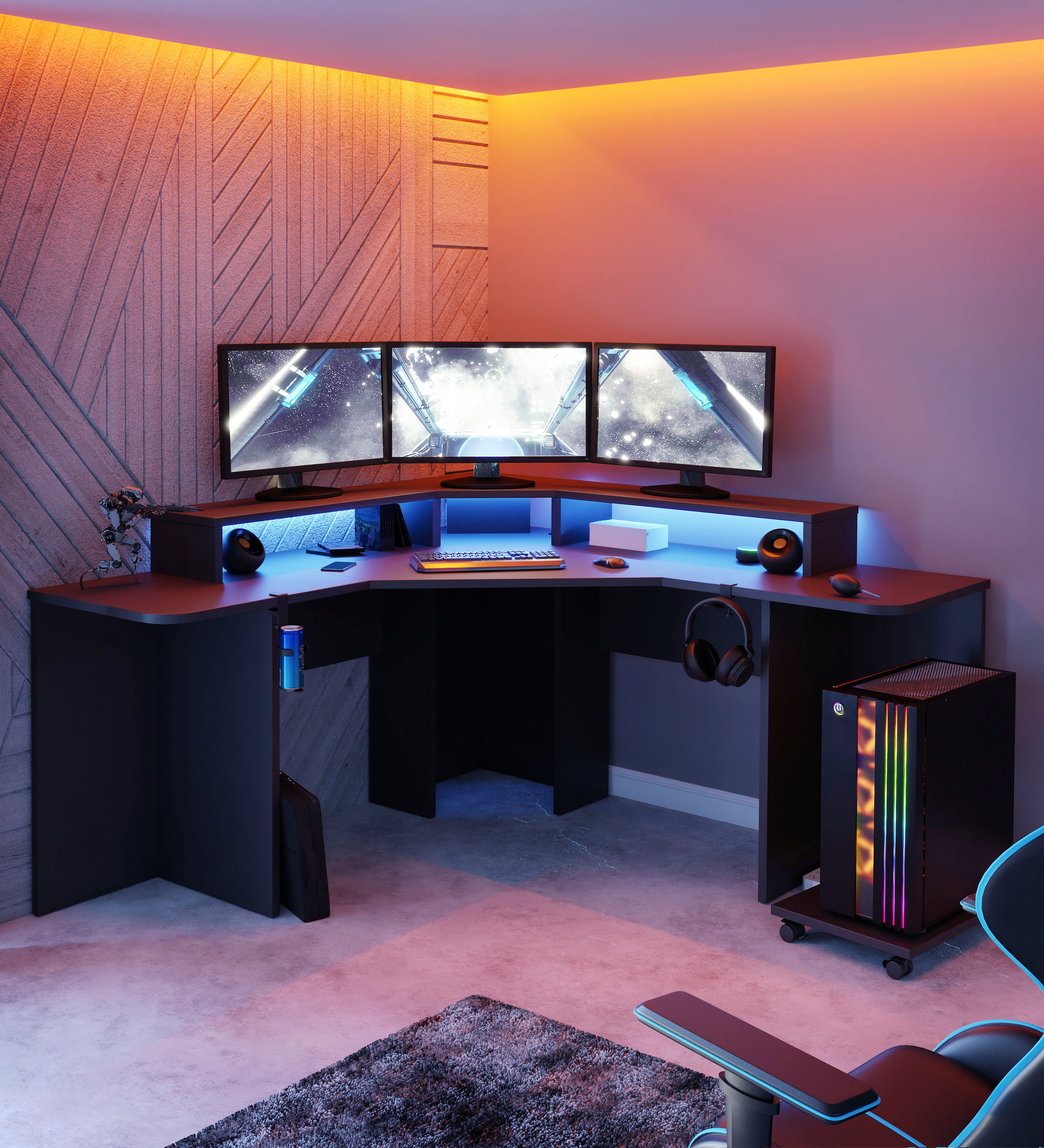 FORTE Gamingtisch »Tezaur« mit RGB-Beleuchtung, Breite 160 cm