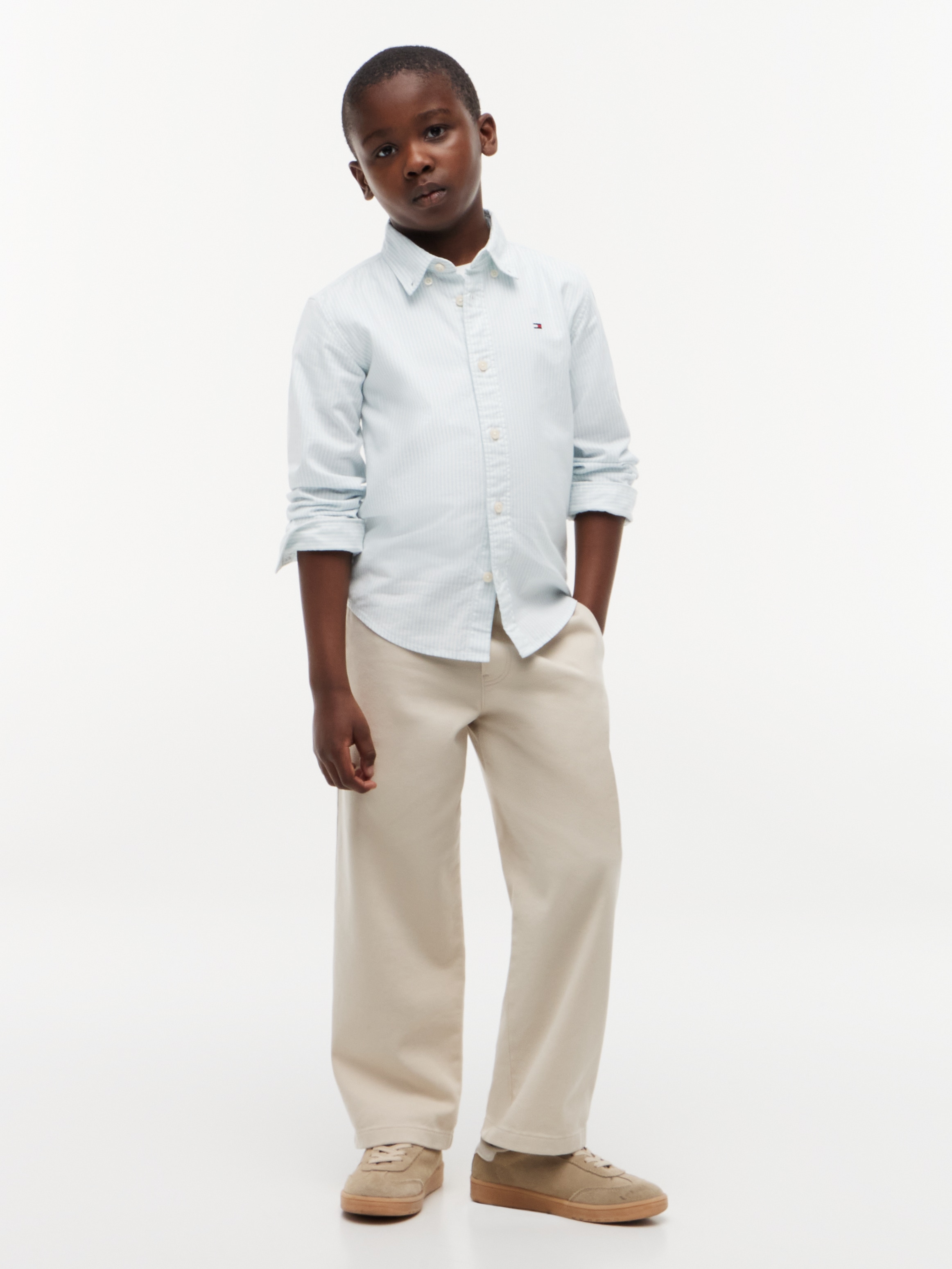 Tommy Hilfiger Langarmhemd Kinder bis 16 Jahre mit Button-Down-Kragen