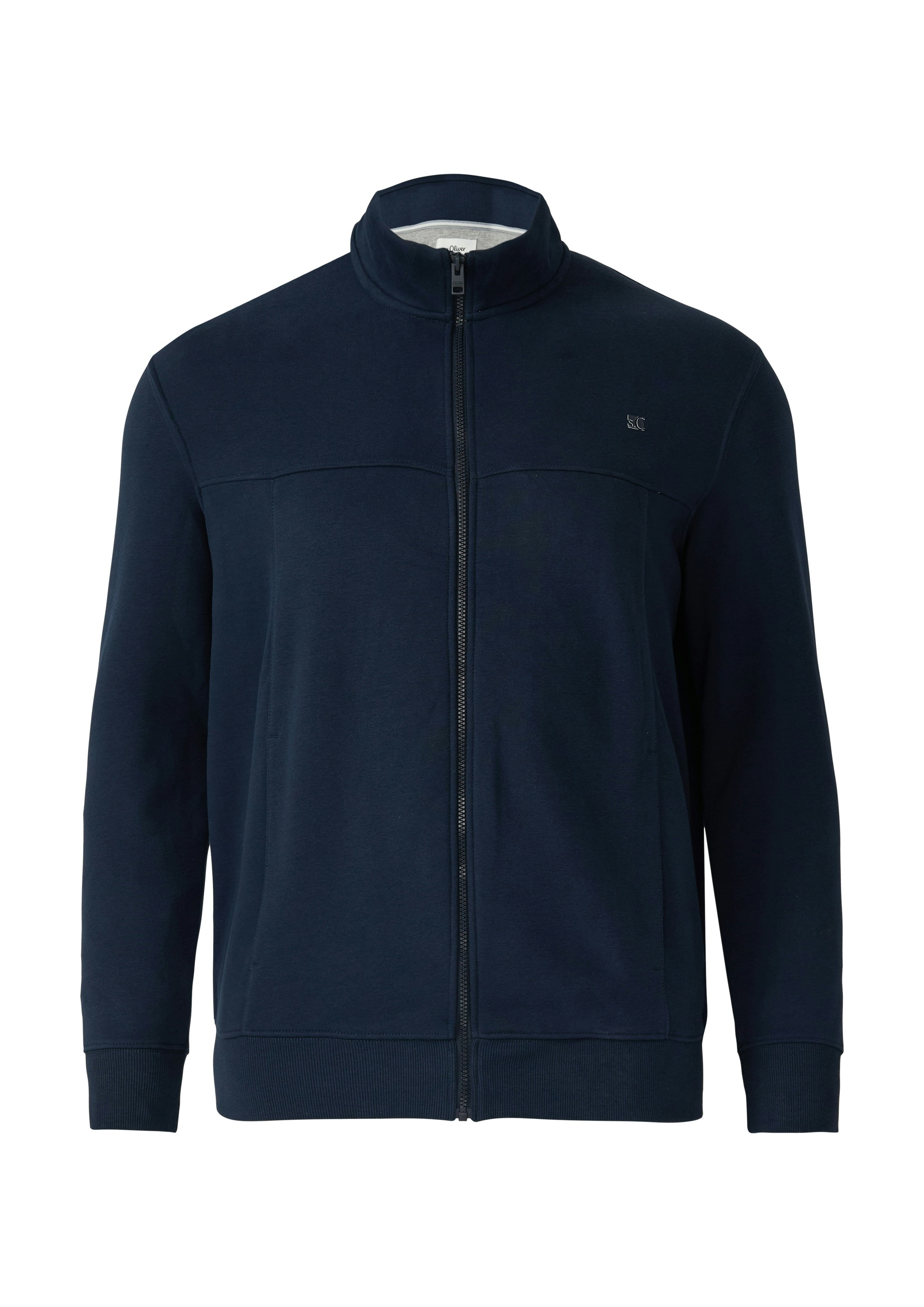 s.Oliver Men Big Sizes Sweatjacke mit Reissverschluss und Stehkragen