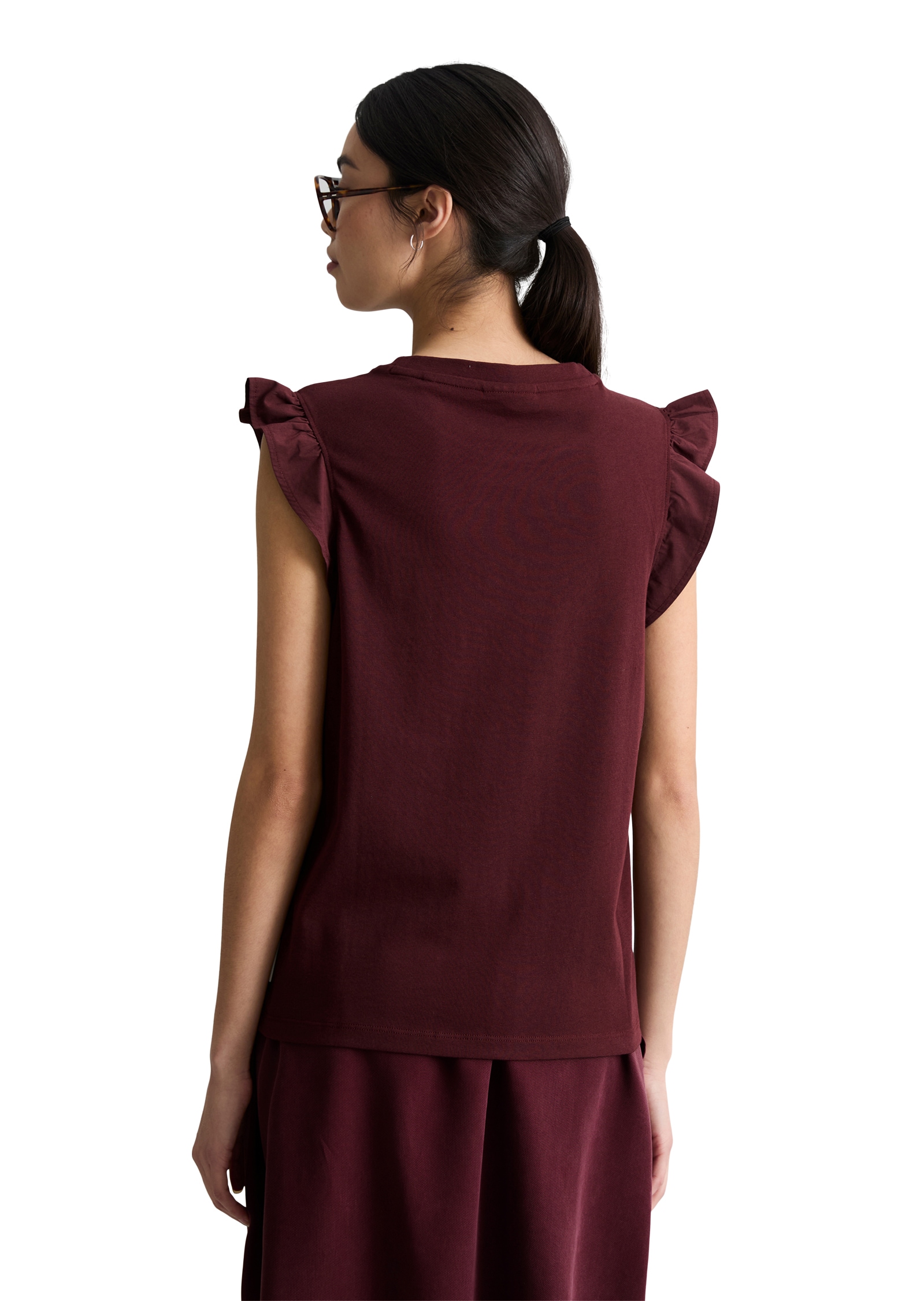 Marc O'Polo DENIM Haut de chemise Volant-Ärmel, regular fit aus Material-Mix