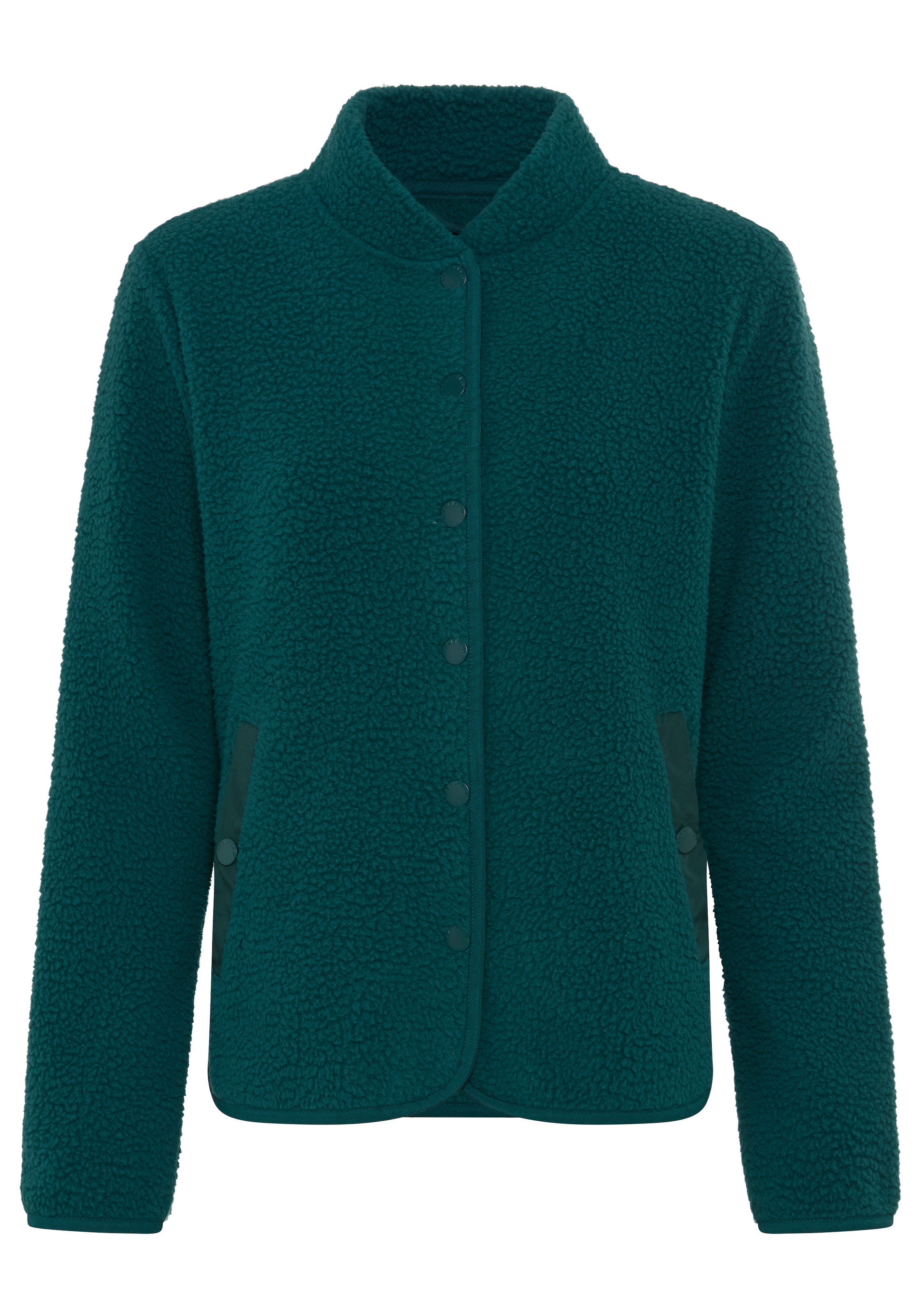 Polarino Veste polaire sans capuche en polaire Teddy, veste de transition avec col montant et boutons