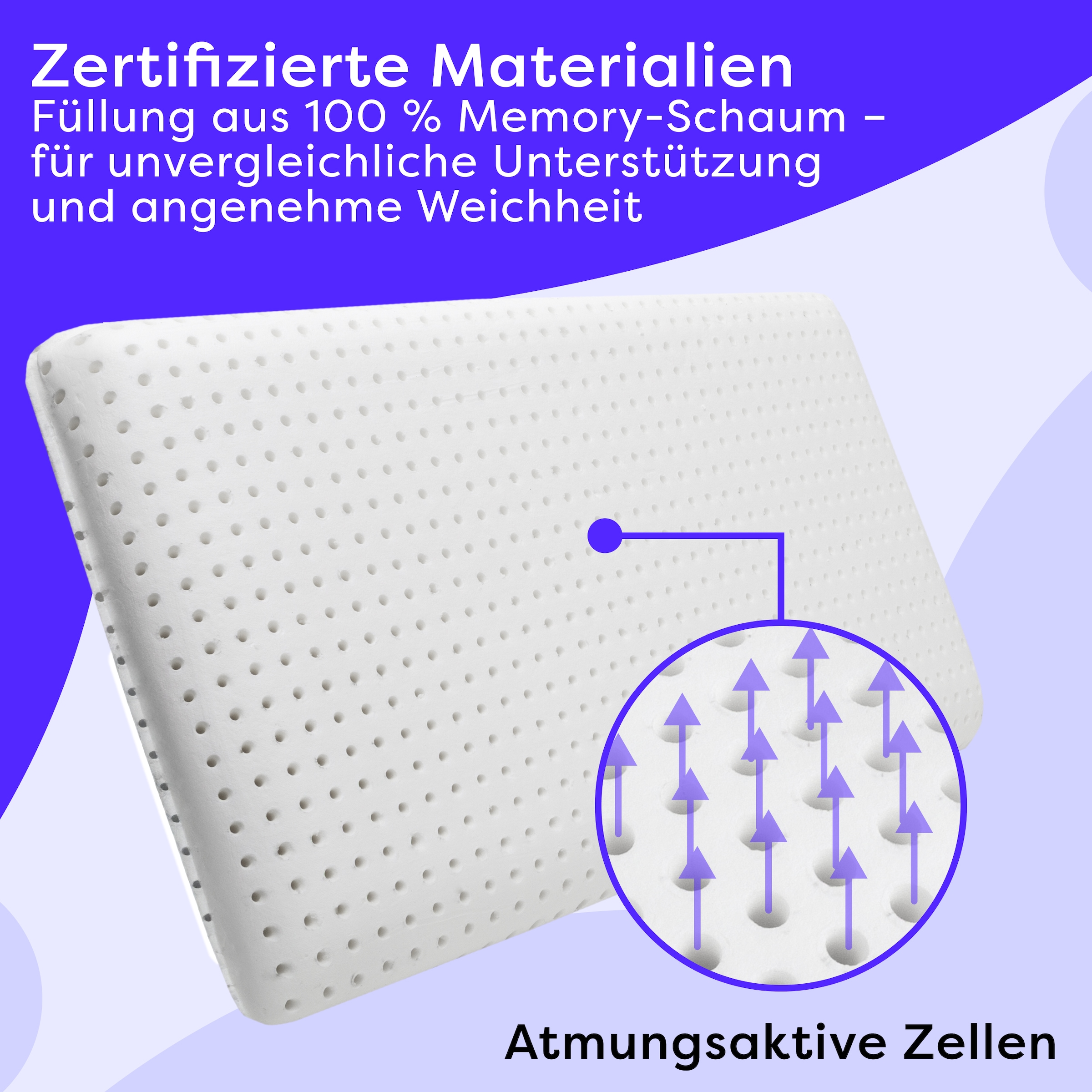 Wolkenfeld Oreiller pour bébé »Eron Kinderkissen« Weiches und Atmungsaktives Kinderkopfkissen - Natürliches Memory Foam