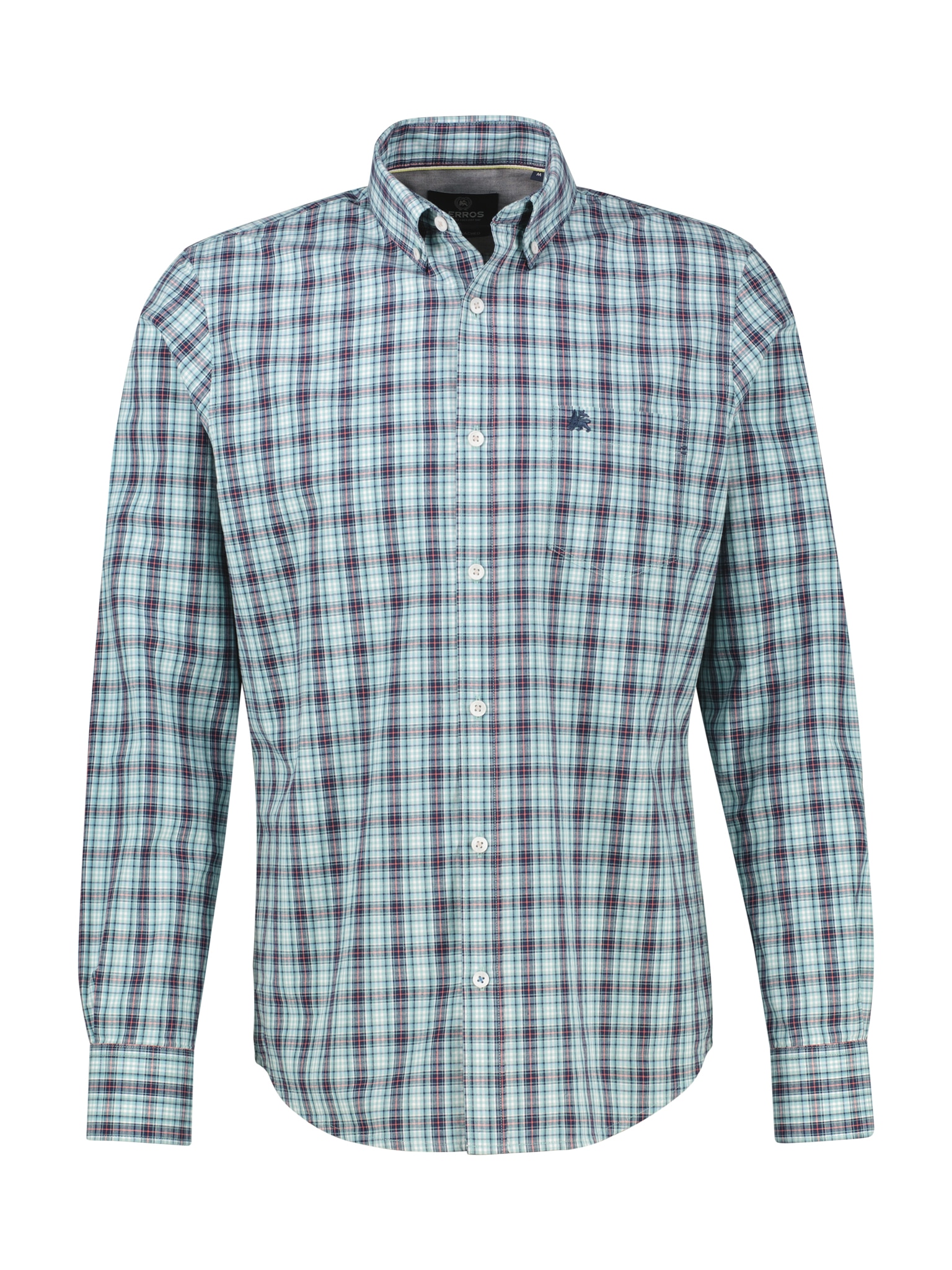 LERROS Chemise à manches longues à carreaux, avec patte de boutonnage