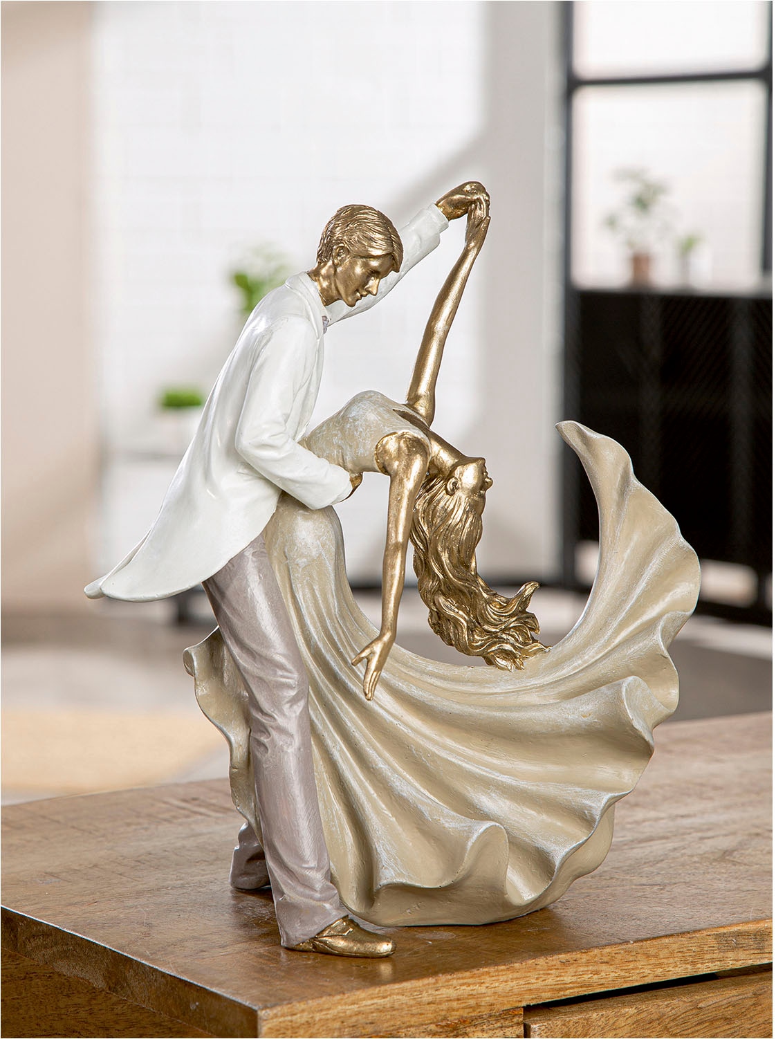 GILDE Dekofigur »Figur Tänzer Salsa goldfarben«