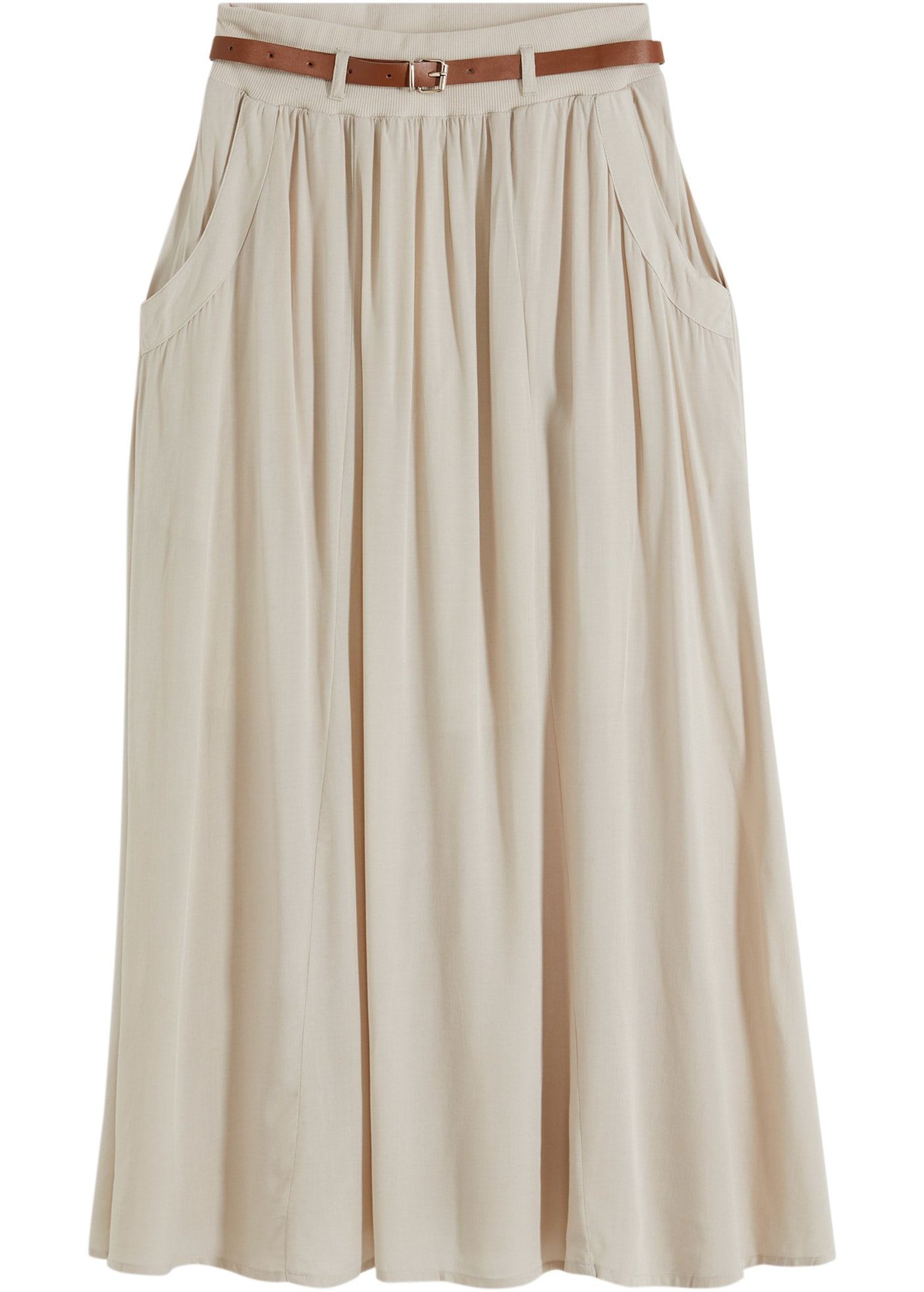 bonprix Maxirock »Maxirock mit Gürtel (2-tlg.Set)« Set, 2 mit Gürtel, Maxilänge, ausgestellte Passform, mit Eingrifftaschen