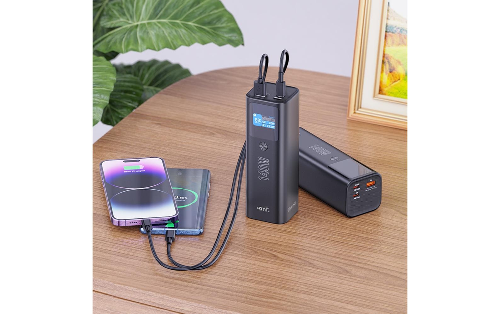 onit Powerbank »Pro Block 27600 mAh PD« 27.600 mAh Leistungsstarke Powerbank in kompaktem Design mit drei Ladeanschlüssen