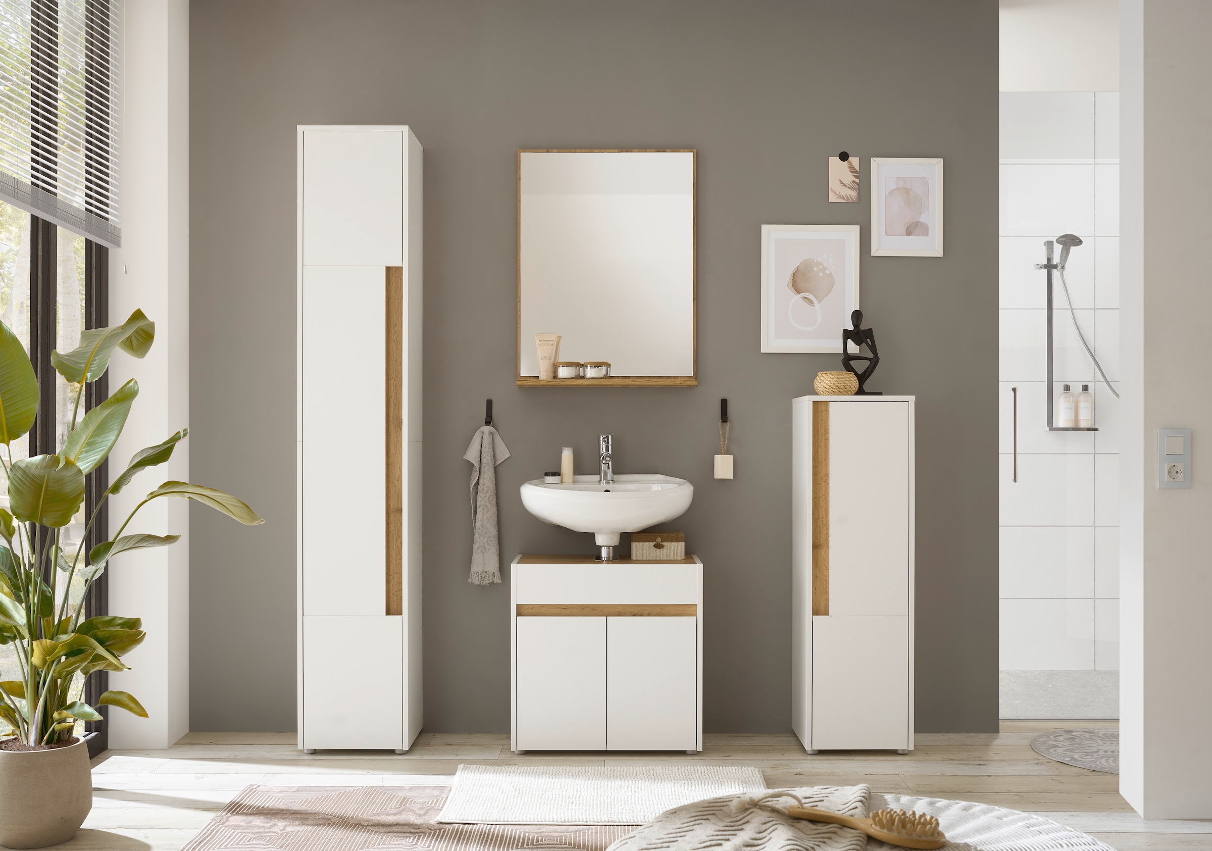 Home affaire Ensemble de meubles de salle de bain »CITY/ GIRON, Bad im zeitlosen Design, 4-teiliges Badezimmer« Set, 4 cuis tlg.