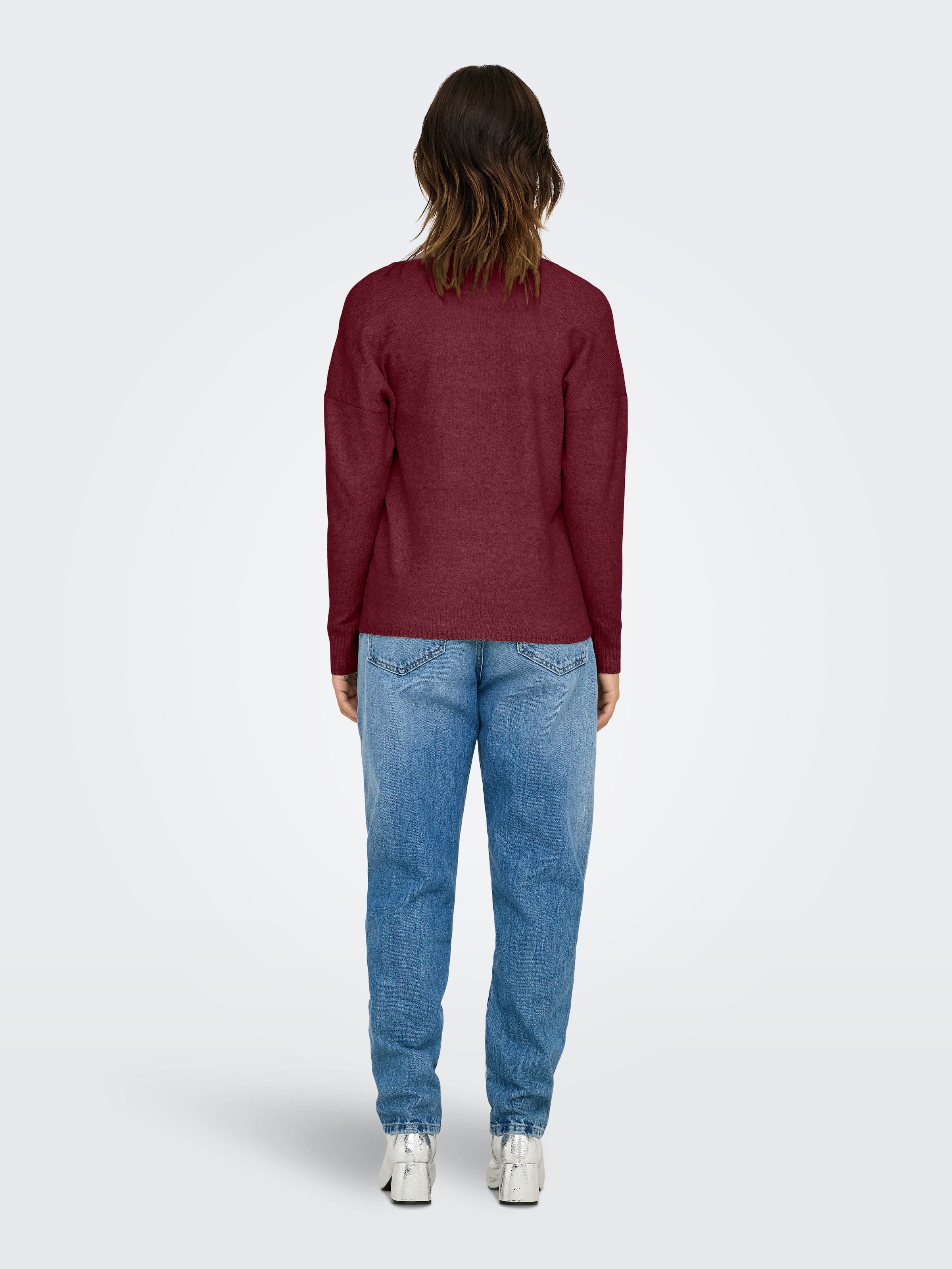 ONLY »ONLRICA LIFE L/S V-NECK PULLO KNT NOOS« Materialmix, regular fit