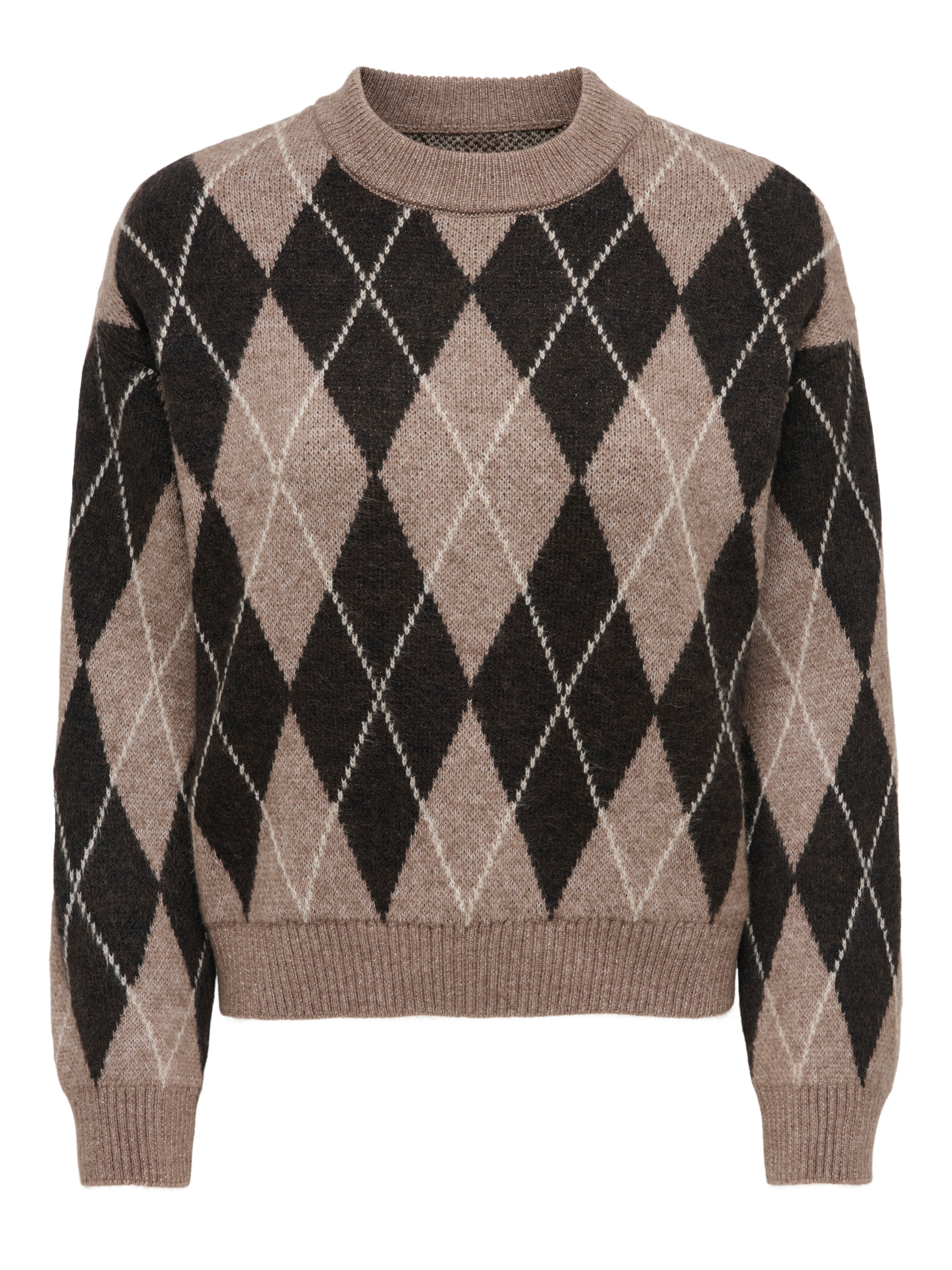 JDY Pull en tricot »JDYBIANKA L/S ARGYLE PULLOVER KNT NOOS« mélange de matériaux, coupe régulière