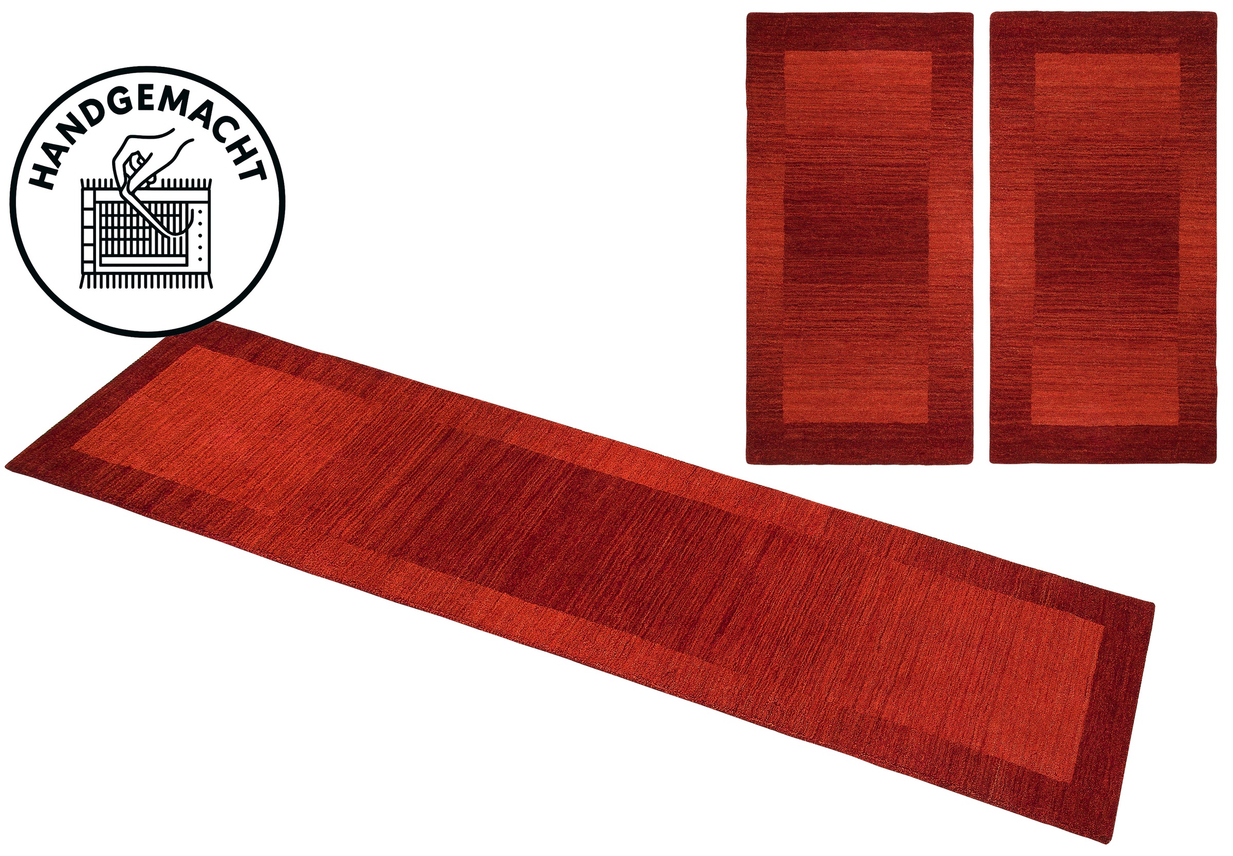THEKO Bordure de lit »Gabbeh Super, Handweb, Teppich, Bordüre, reine Wolle,« Höhe 9 mm 3 cuis tlg. tapis de lit, chambre, ensemble de coureurs
