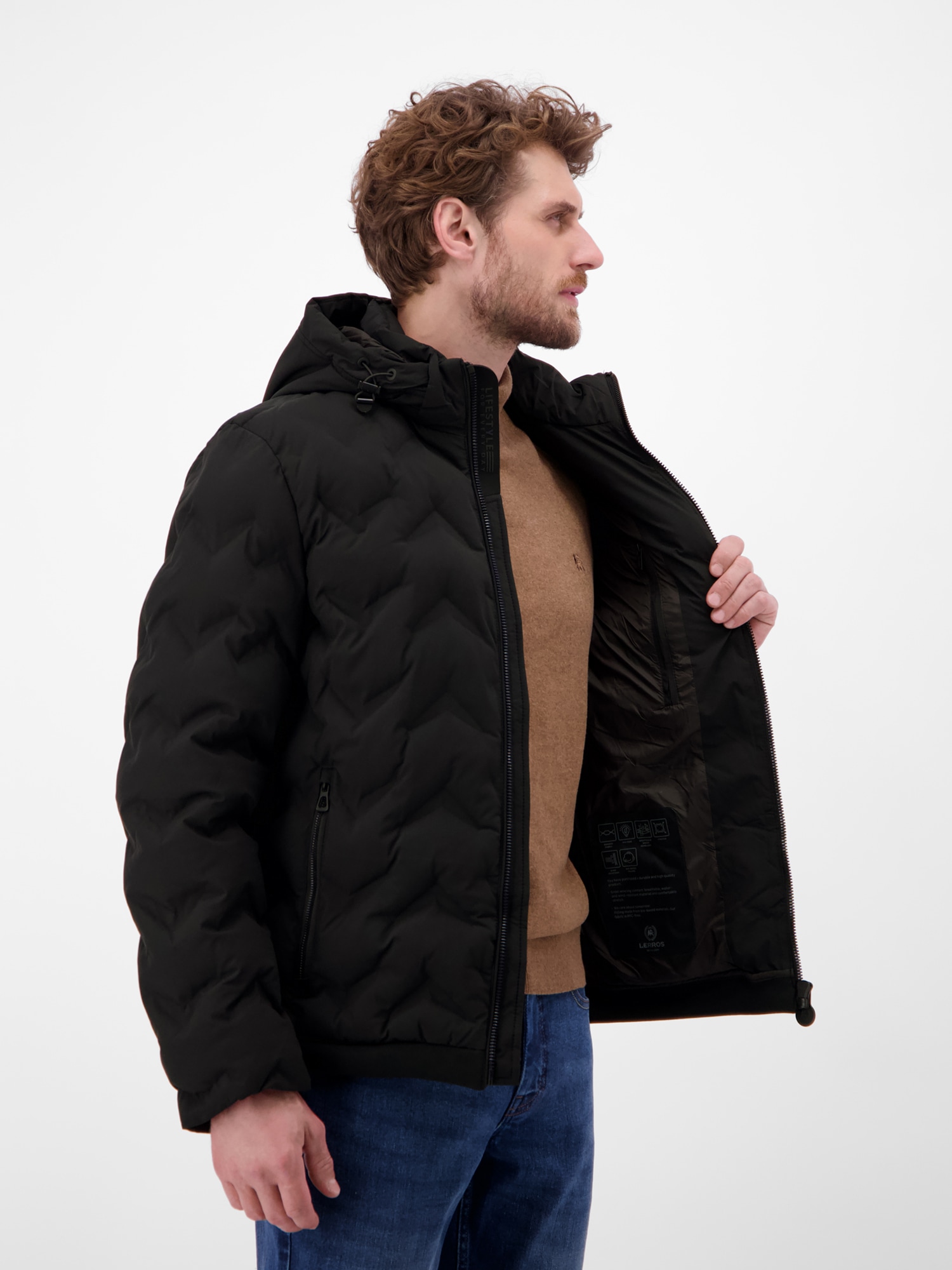 LERROS Steppjacke »LERROS Herren Funktions-Steppjacke« mit Kapuze Wasser- und windabweisend, atmungsaktiv
