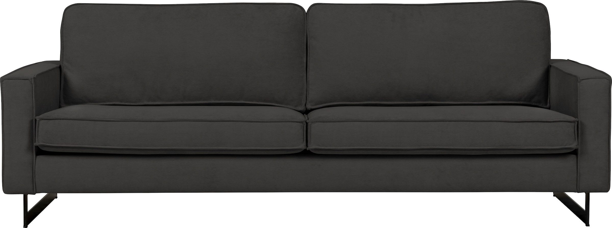 Home affaire 3-places »Maxi-Ausführung Pinto, 236 cm, Cord, Chenille, Lederoptik« avec jonc, pieds métalliques noirs, suspension à ressorts ondulés