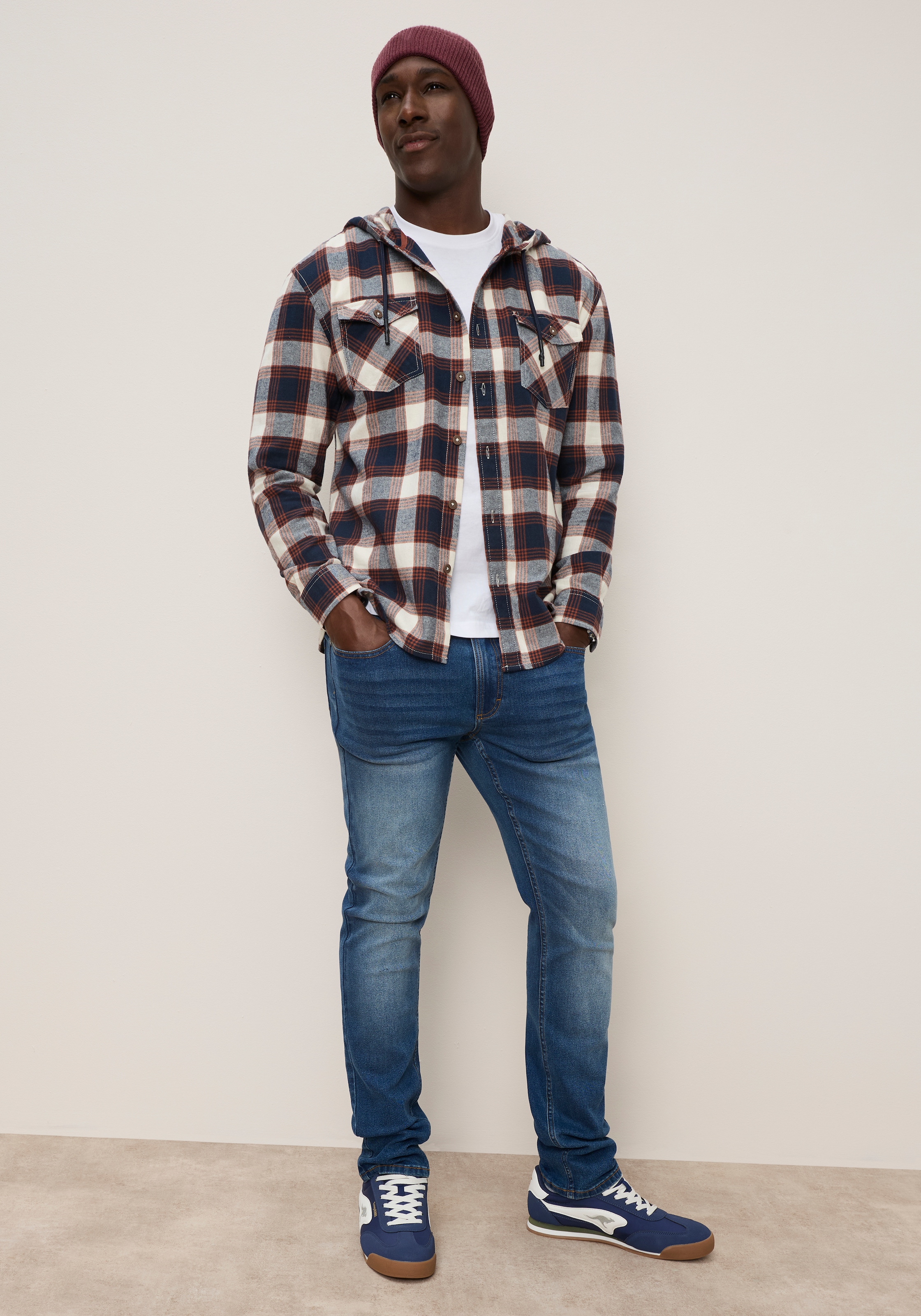 KangaROOS Kapuzenhemd mit bequemer Passform, aus Flanell, Kariert