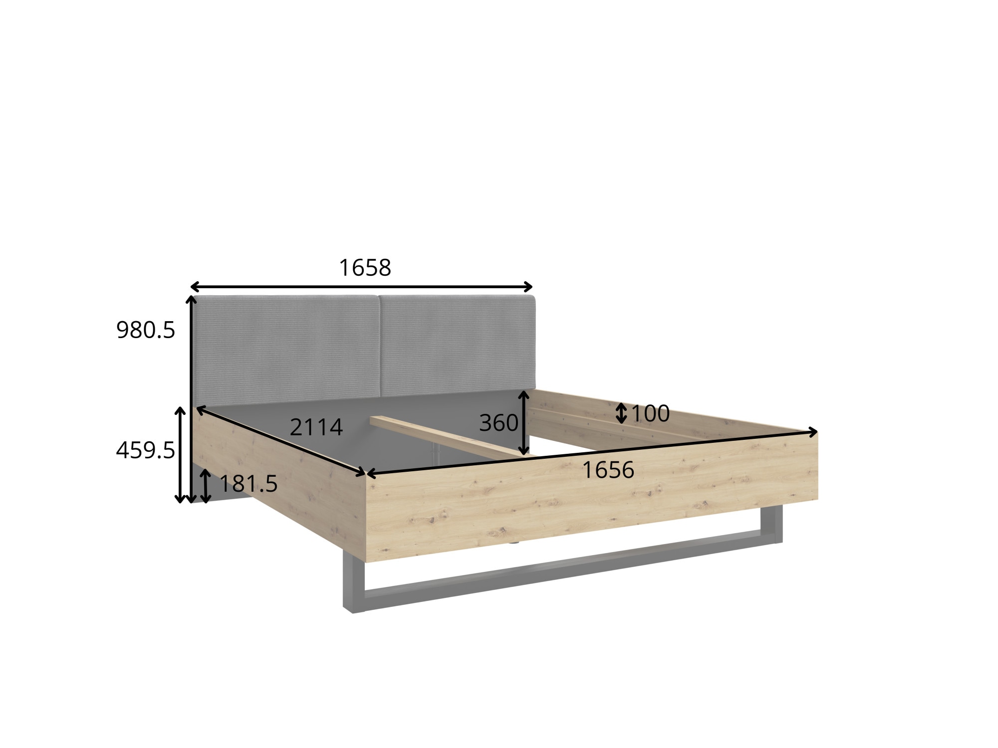 Home affaire Lit rembourré »PERY Bettgestell 160x200 mit gepolstertem Kopfteil, ohne Bettkasten« ohne Lattenrost und Bettkasten, Breite 160 cm