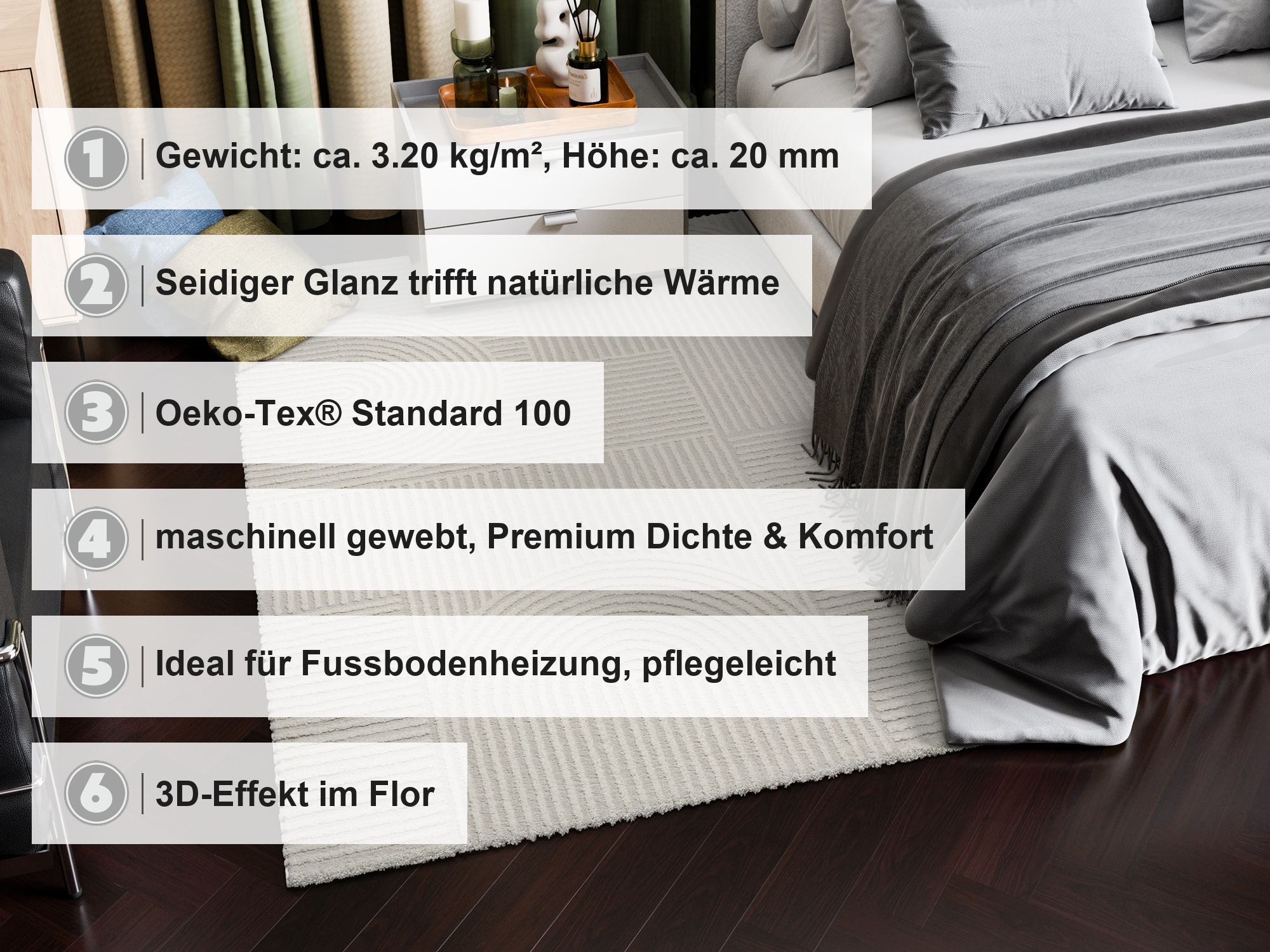 OCI DIE TEPPICHMARKE Teppich »LIV ATMOS , auch als Läufer und in Rund« rechteckig 20 mm Höhe Design Teppich, auch in  quadratischer Form , alle Räume