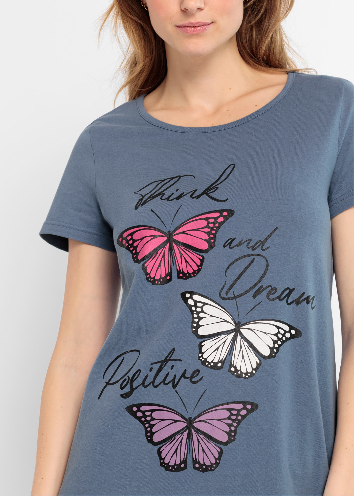 bonprix Nachthemd aus reiner Baumwolle, mit kurzem Arm, Frontdruck