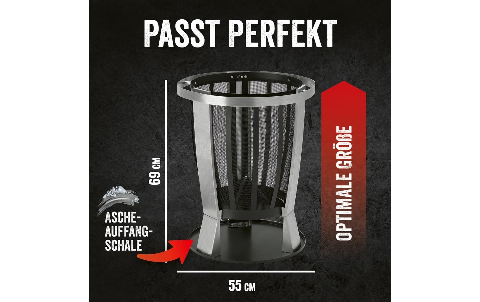 LANDMANN Panier à feu »Rund 55 cm, Heizstrahler«