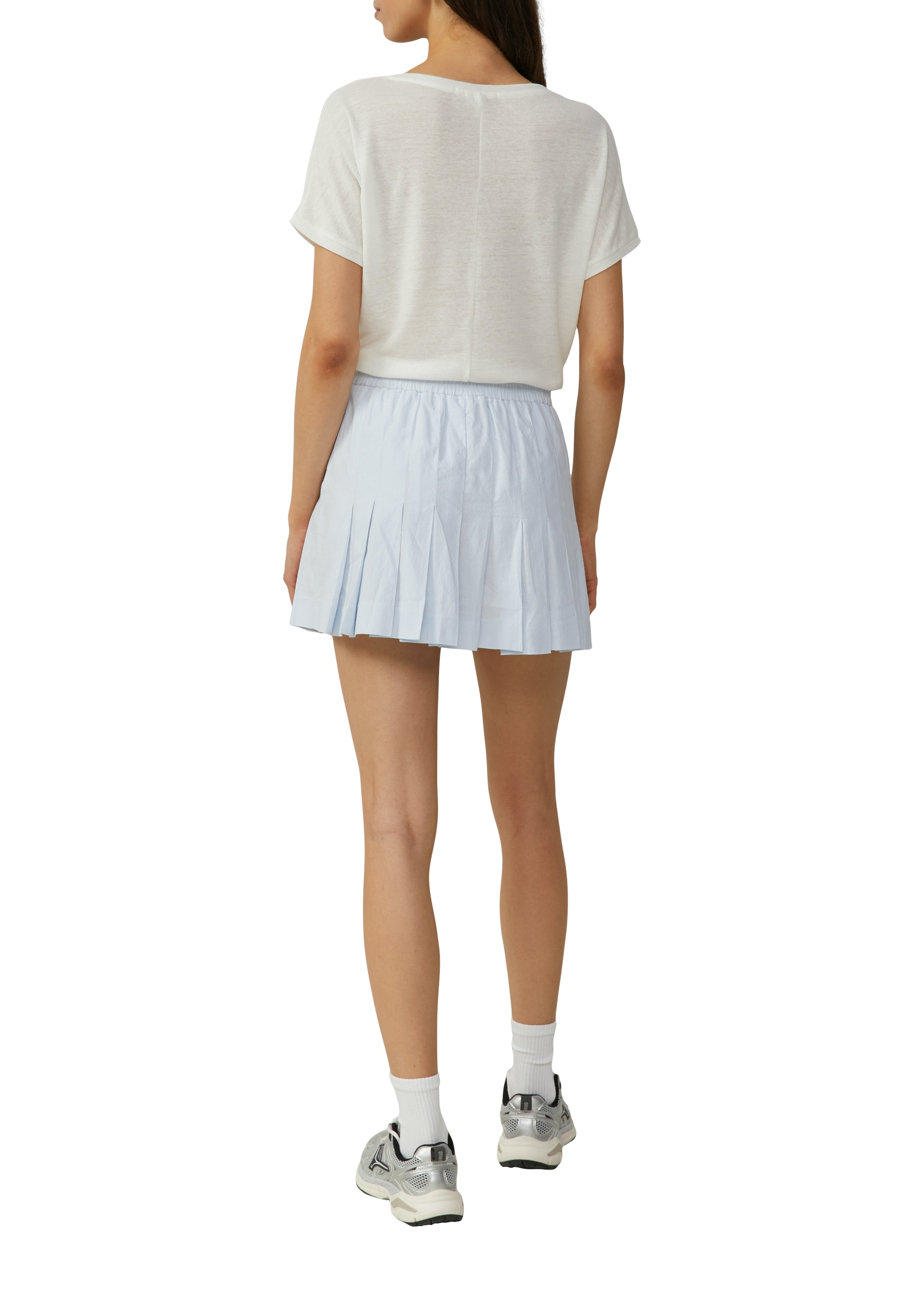 QS T-shirt mit Leinenanteil