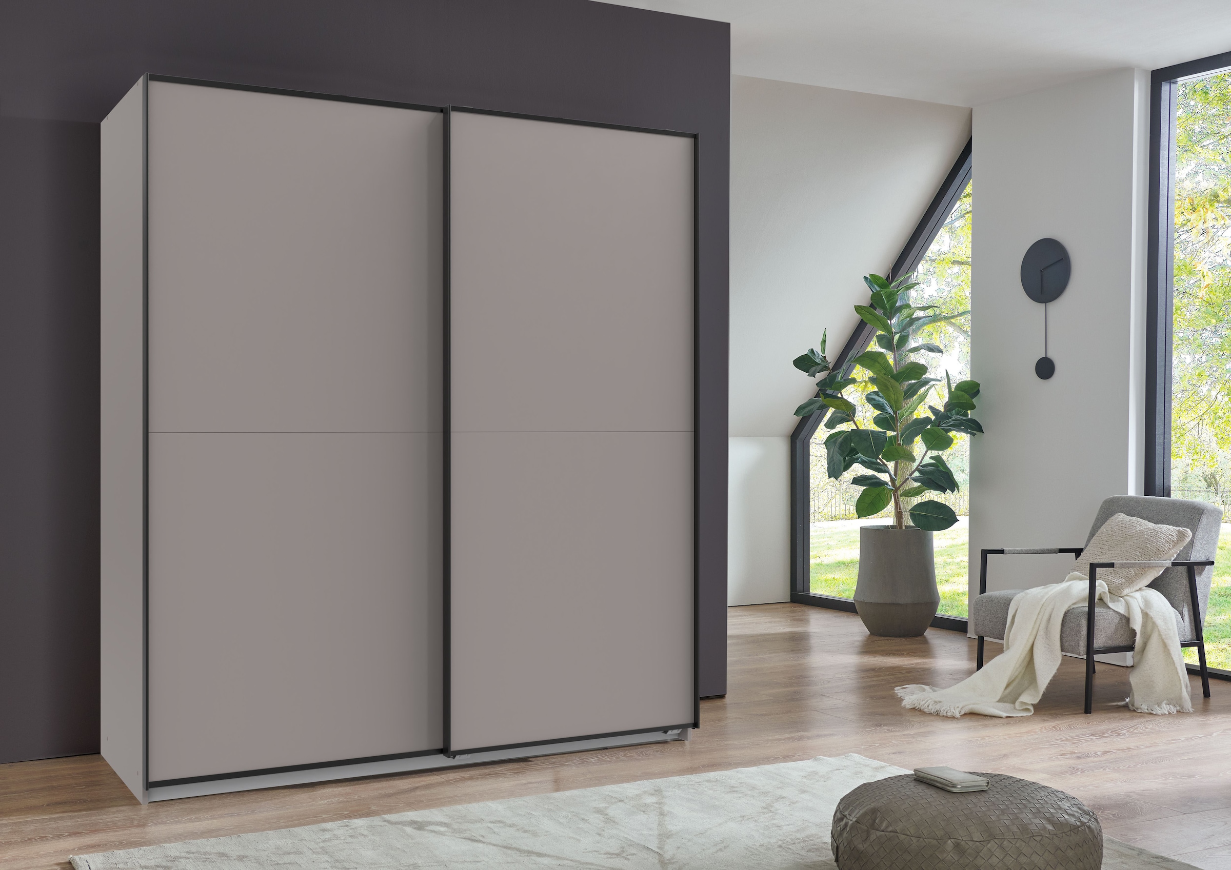 Wimex Schwebetürenschrank »Neu-Ulm in der Breite 180cm, in verschiedenen Farben erhältlich« Mit schwarzen Griffleisten