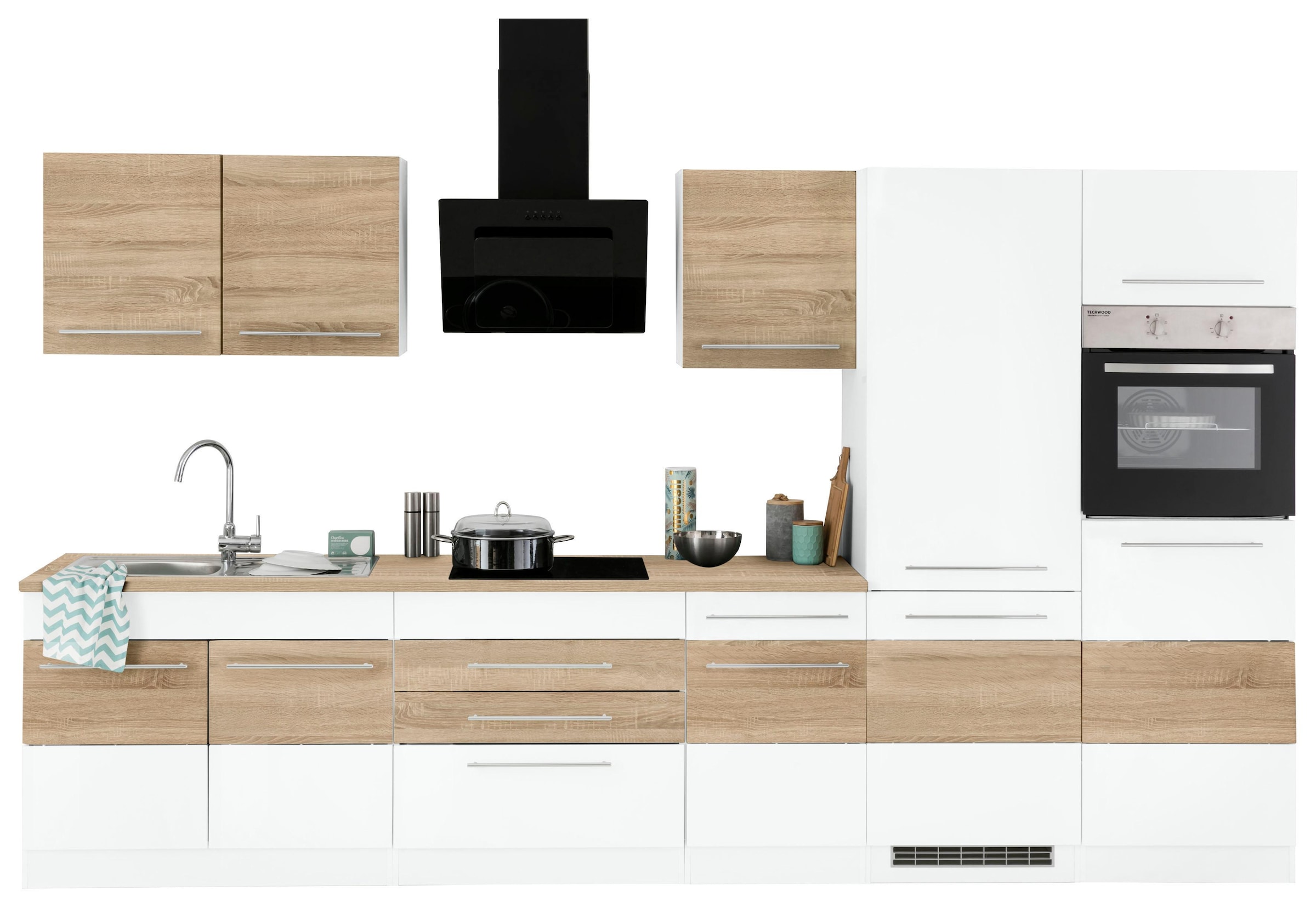KOCHSTATION Kitchenette »KS-Trient« largeur 350 cm, au choix avec appareils électriques, avec plan de travail