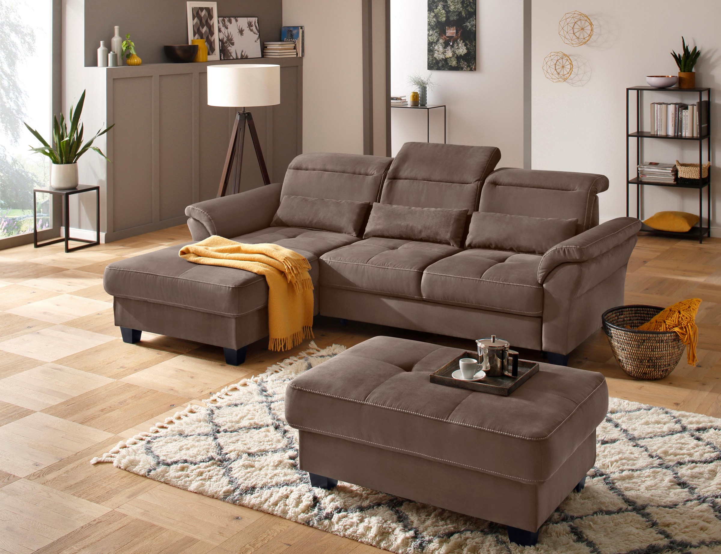 Home affaire Ecksofa »Solvei L-Form« mit Recamierenabschluss und Sitztiefenverstellung