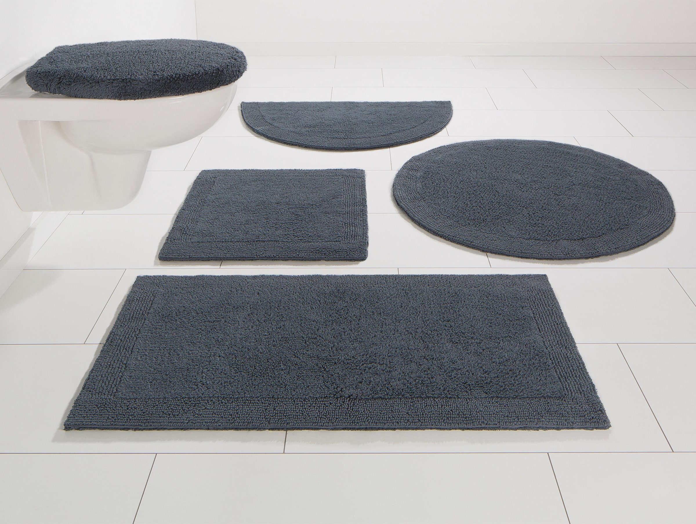 GOODproduct Tapis de bain »Kapra, Badvorleger, Badezimmer Teppich« Höhe 14 mm mit Bordüre, Badteppich, Badematte, Baumwolle